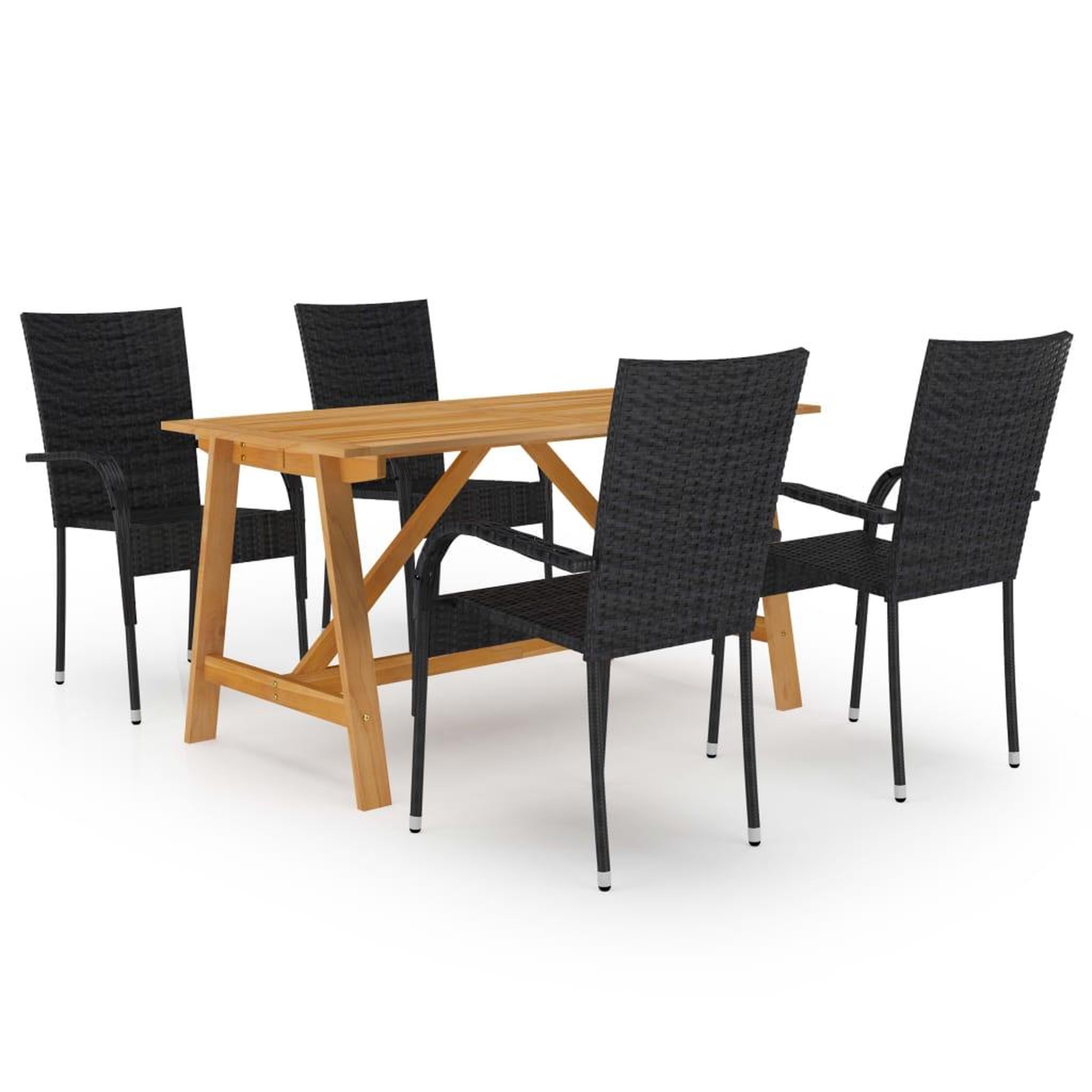Voir la diapositive 1 : VIDAXL Ensemble a manger de jardin 5 pcs Noir