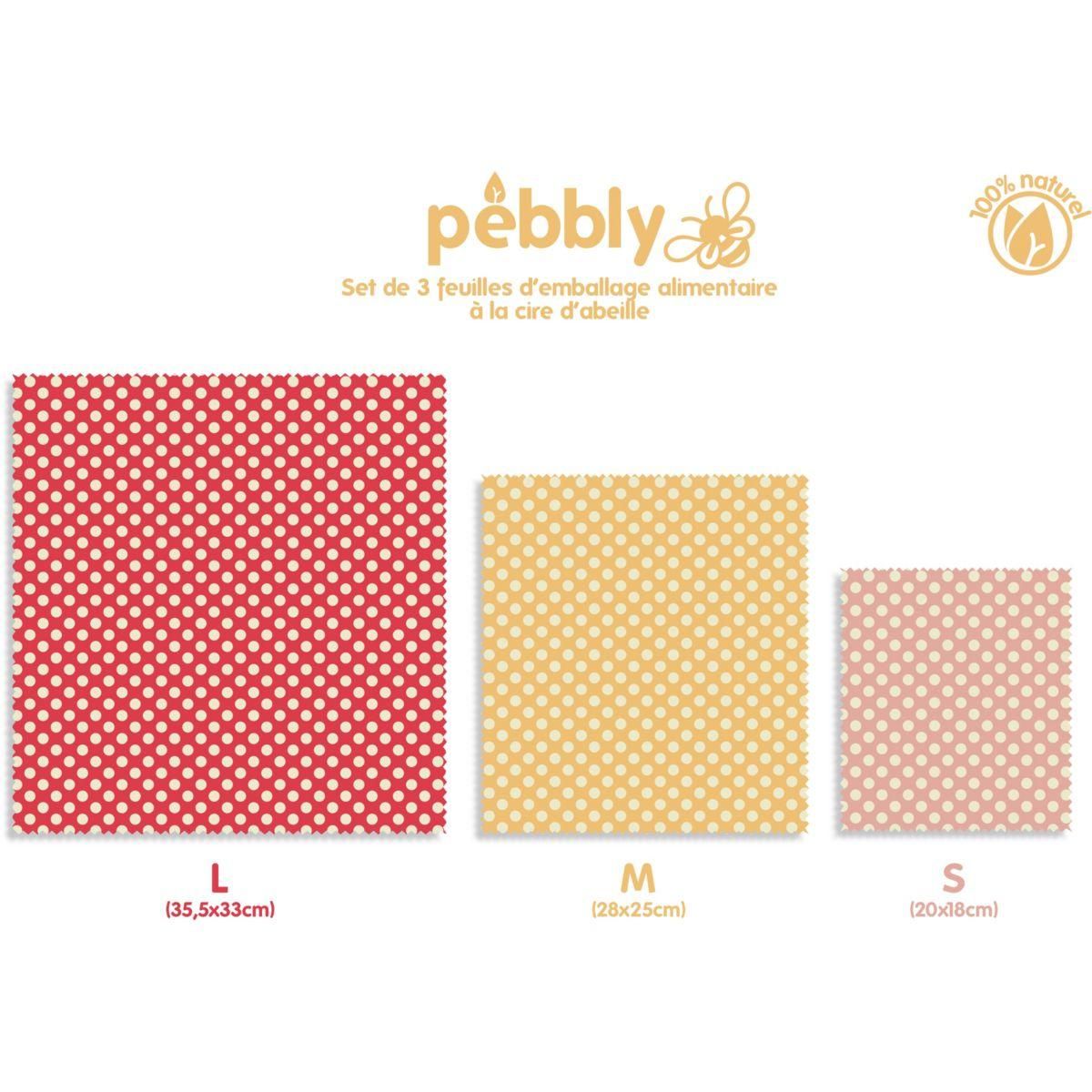 PEBBLY Feuille d'emballage alimentaire d'emballage alimentaire cire d'abeille