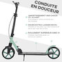 Voir la diapositive 6 : HOMCOM Trottinette pliable adulte béquille double frein amortisseur hauteur guidon réglable roulement PU abec-9 alu. métal vert noir