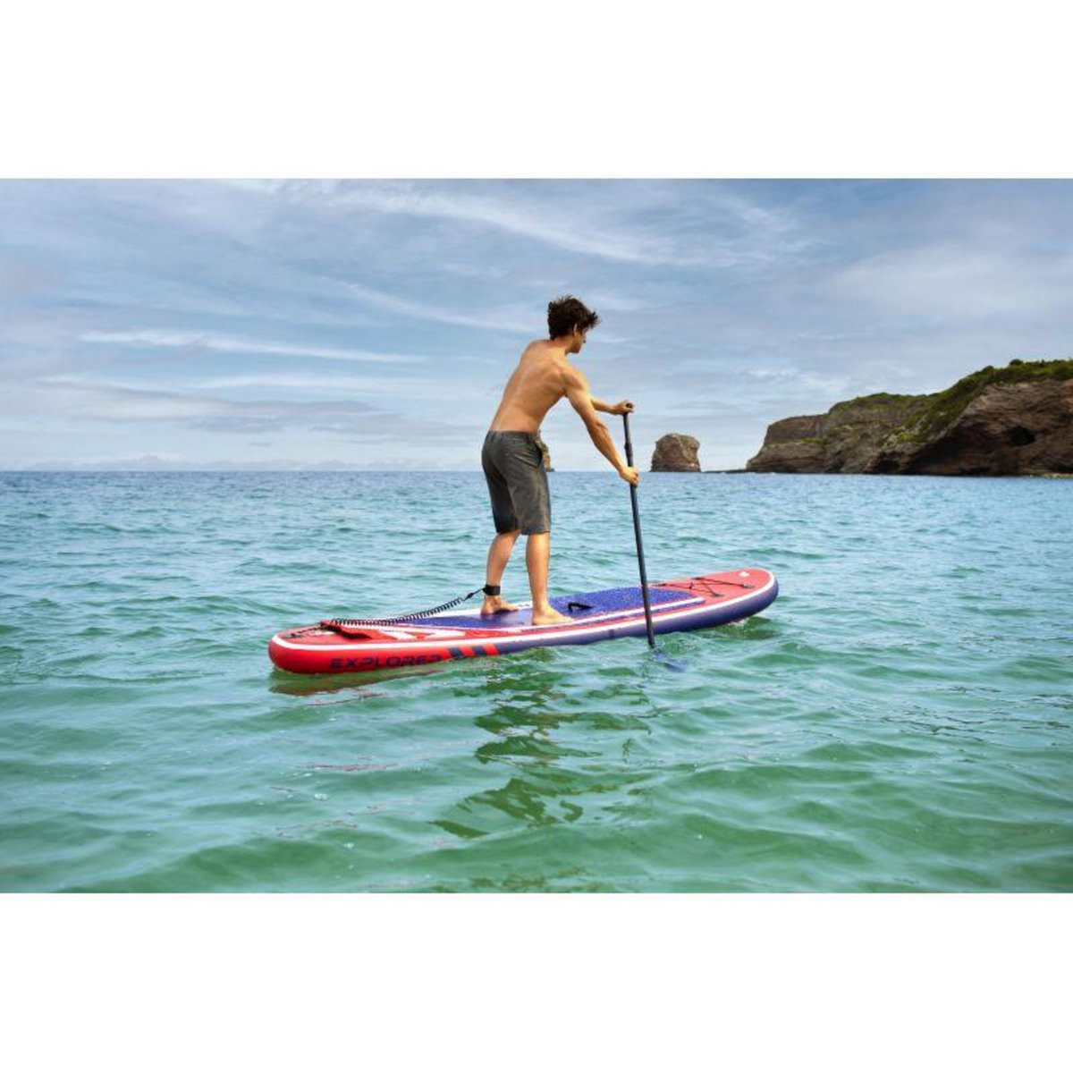 ADRENALIN Paddle Gonflable EXPLORER 10'8 32'' 6'' (325x81x15cm) avec Pompe, Pagaie, Leash et Sac de transport