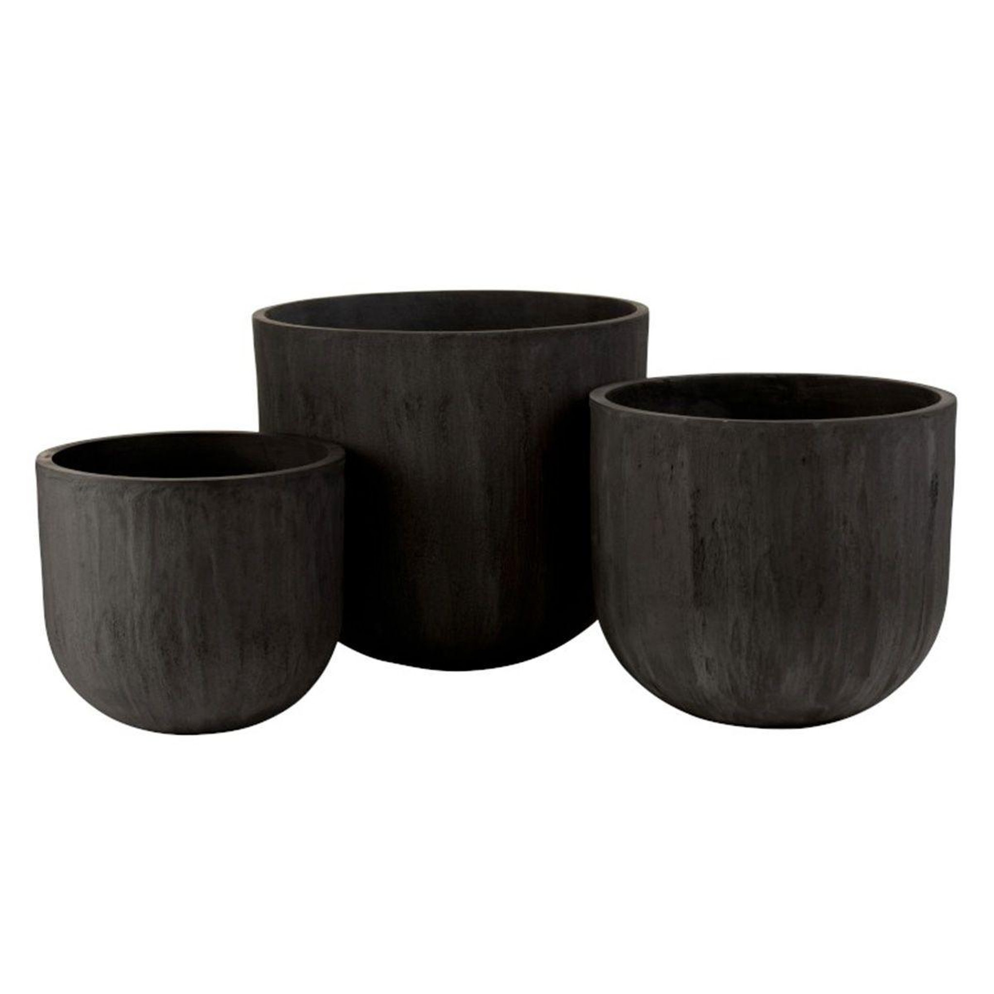 J-LINE Lot de 3 Cache-Pots Design  Zera  51cm Noir