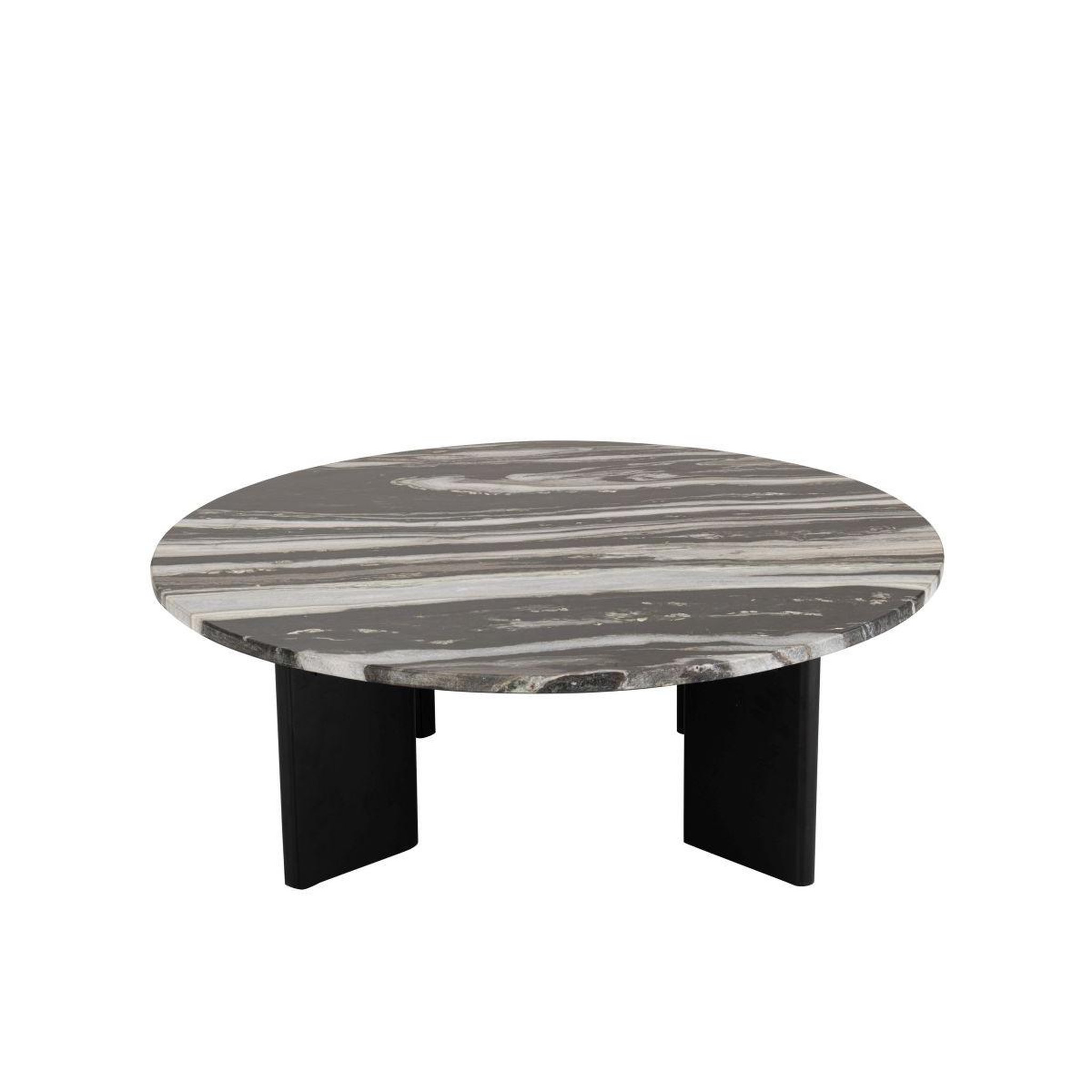 Voir la diapositive 3 : J-LINE Table basse en marbre  mathilde  90cm noir & gris