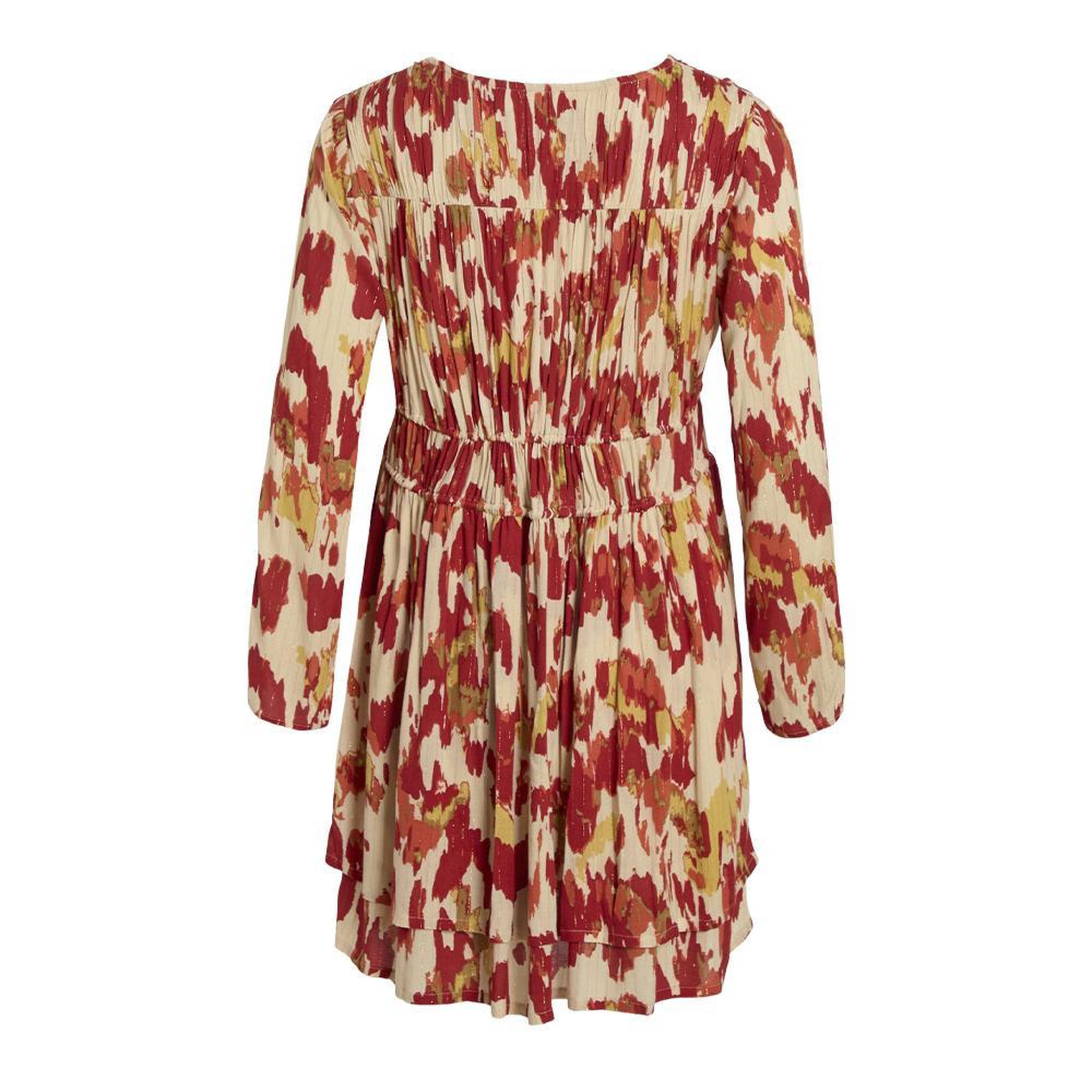 Voir la diapositive 3 : Vila Robe beige/rouge femme vila vimunthe  3/4