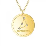 SC CRYSTAL Collier astrologie  Capricorne  SC Crystal orné de Cristaux scintillants en Acier Finement doré