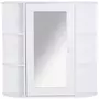 HOMCOM Armoire murale salle de bain armoire à glace placard de rangement toilettes 1 porte + étagères latérales MDF blanc