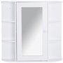 HOMCOM Armoire murale salle de bain armoire à glace placard de rangement toilettes 1 porte + étagères latérales MDF blanc