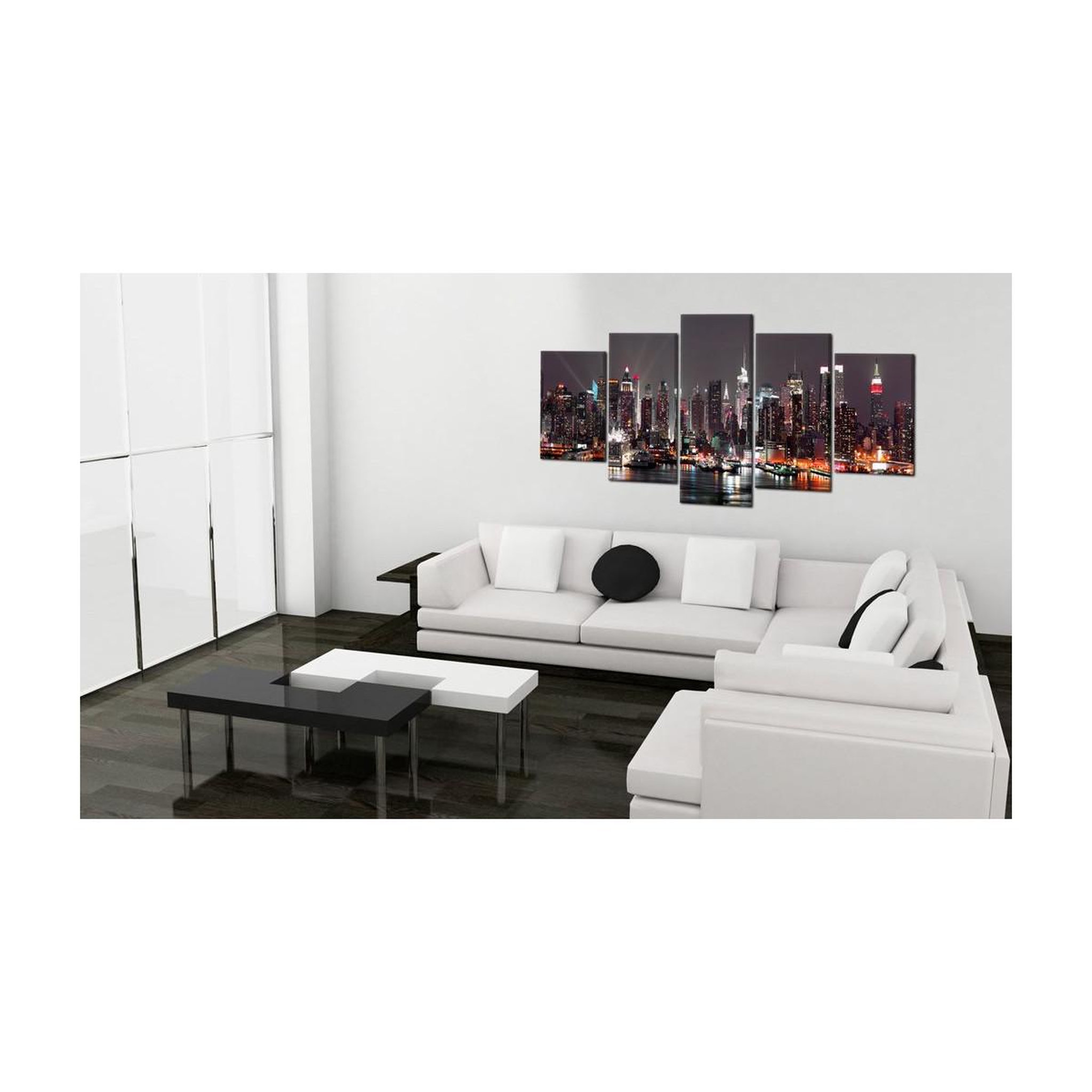 Voir la diapositive 2 : Paris Prix Tableau imprimé  manhattan de nuit  100x200cm