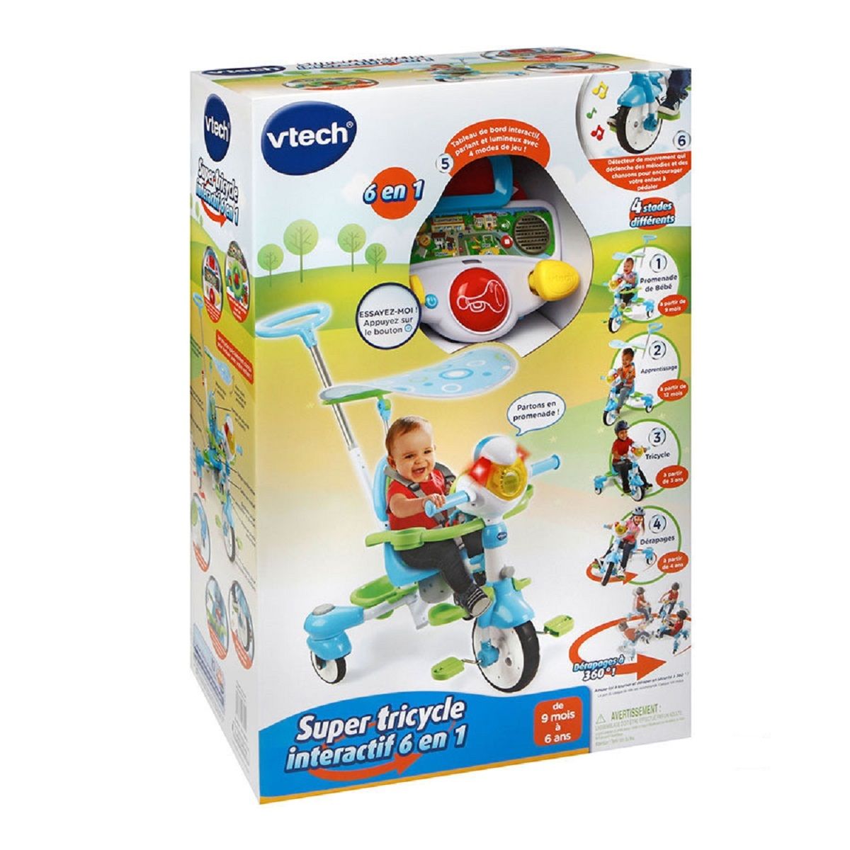VTECH Tricycle interactif 6 en 1 bleu - Dès 9 mois 