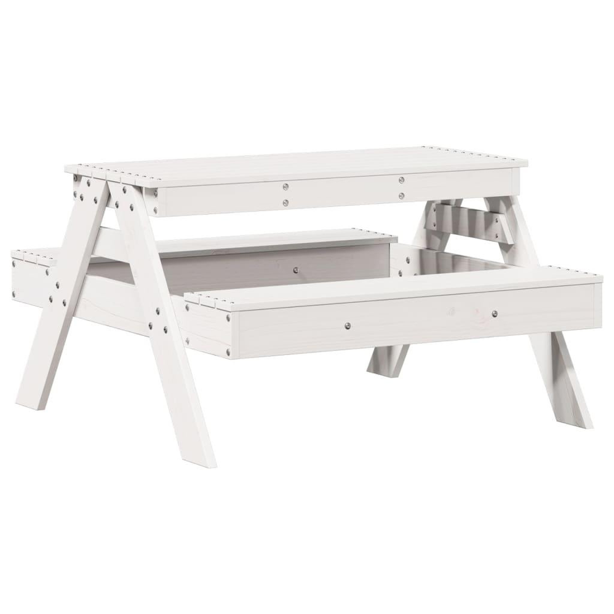 Voir la diapositive 2 : VIDAXL Table de pique-nique pour enfants blanc bois massif de pin