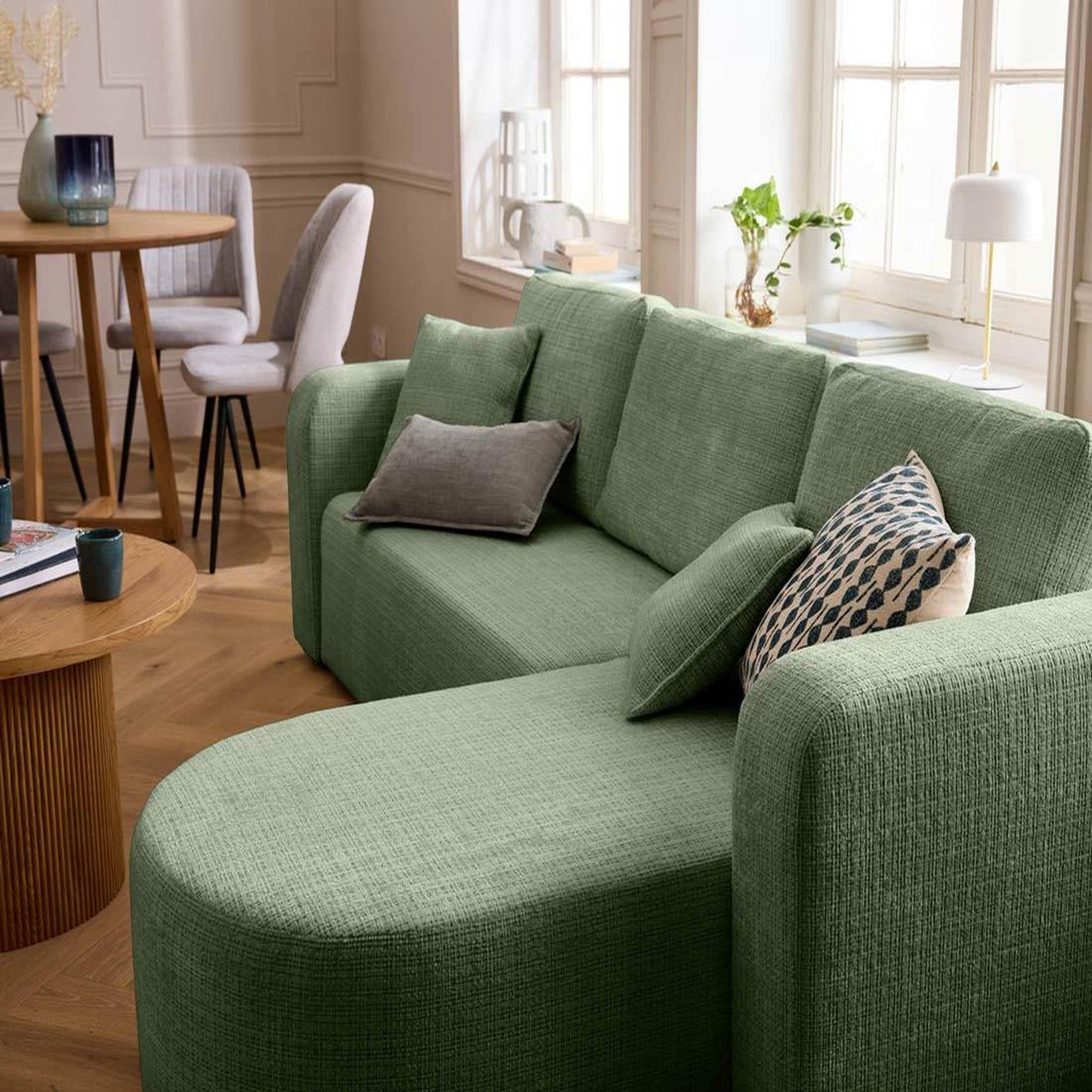 Voir la diapositive 5 : BEST MOBILIER Miro - canapé d'angle réversible - 4 places - convertible avec coffre - en velours texturé