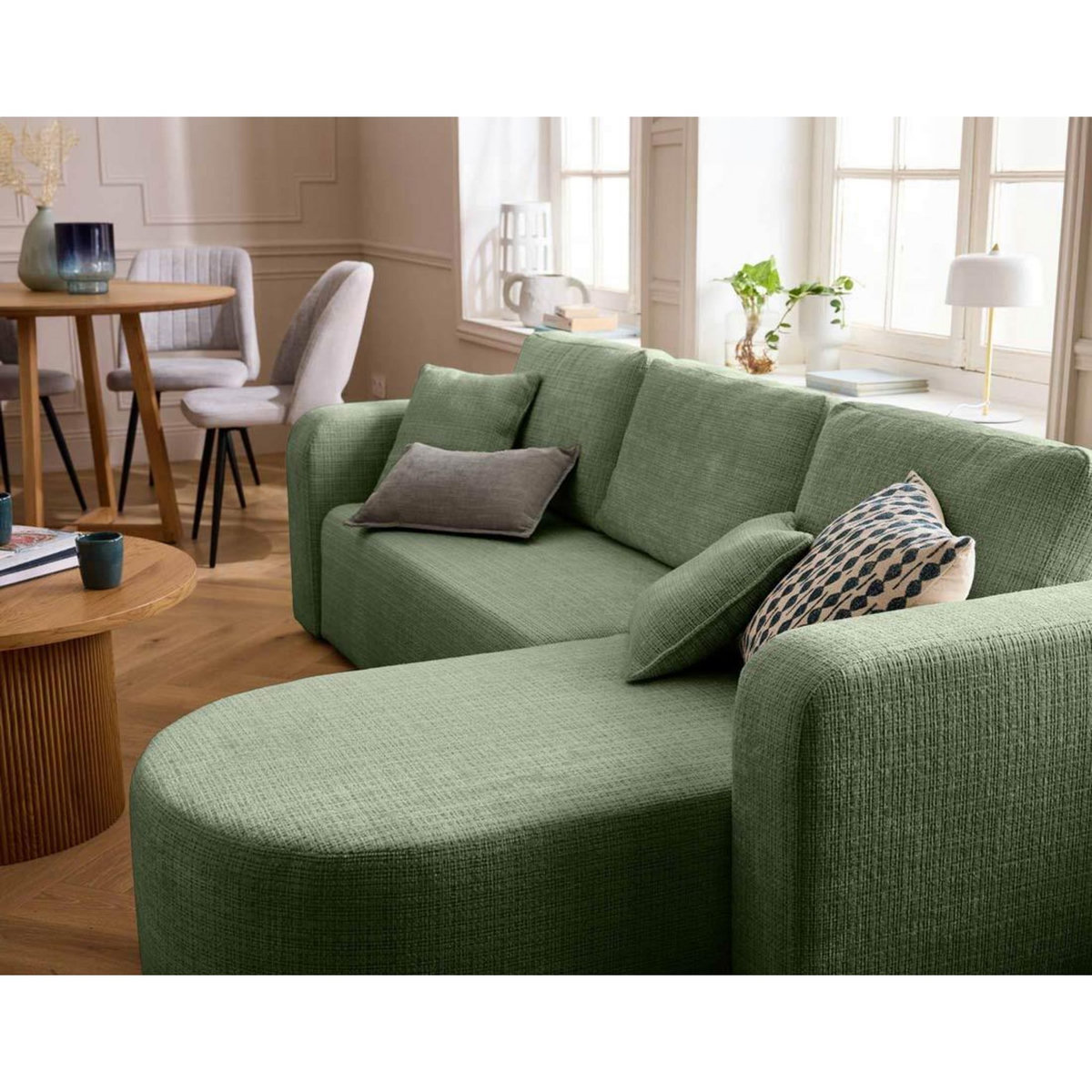 BEST MOBILIER Miro - canapé d'angle réversible - 4 places - convertible avec coffre - en velours texturé