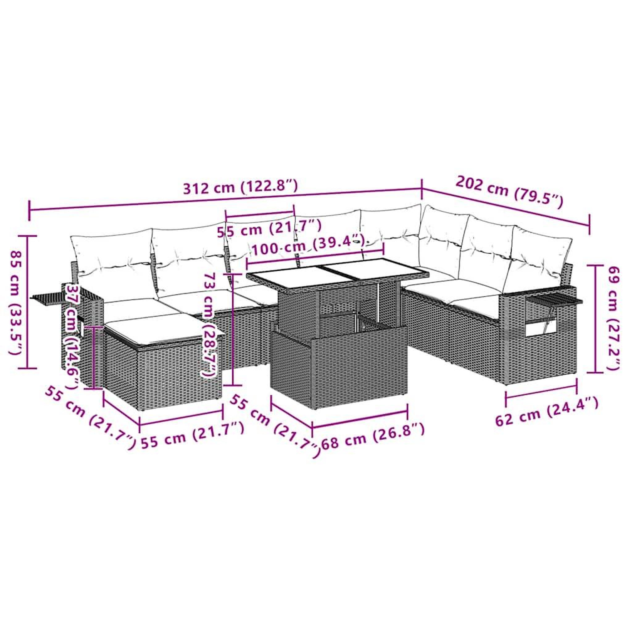 Voir la diapositive 6 : VIDAXL Salon de jardin 9 pcs avec coussins noir resine tressee