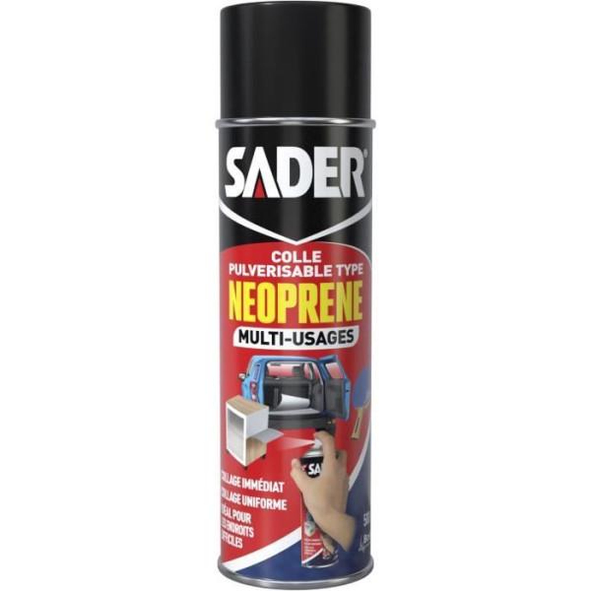 Sader Colle aérosol néoprene multi-usages - SADER - Extra forte - Tous matériaux - Prise immédiate - Bombe 500 ml