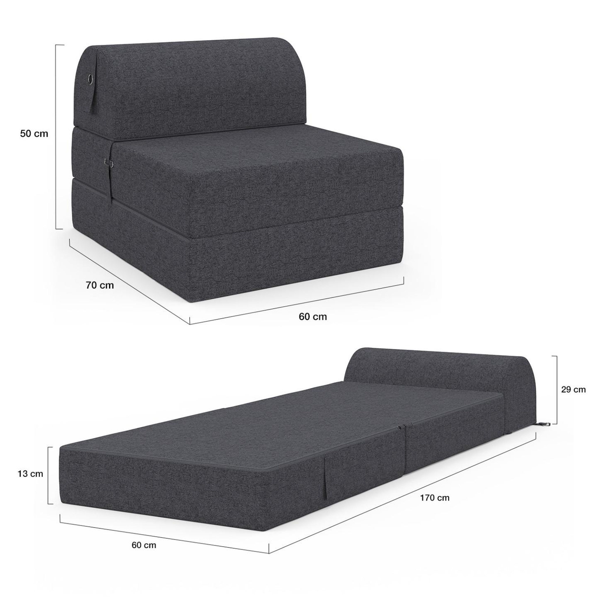 Voir la diapositive 4 : ID MARKET Chauffeuse paloma en tissu gris anthracite