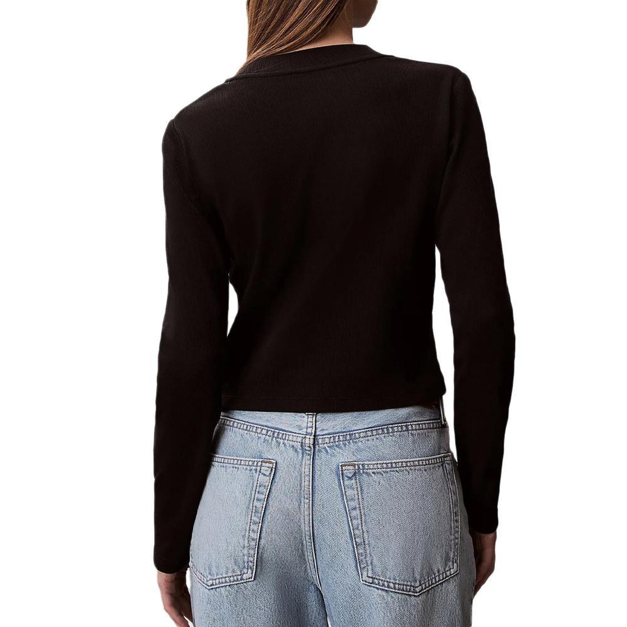 Voir la diapositive 2 : CALVIN KLEIN JEANS T-Shirt Manches Longues Noir Femme Calvin Klein Jeans Baby