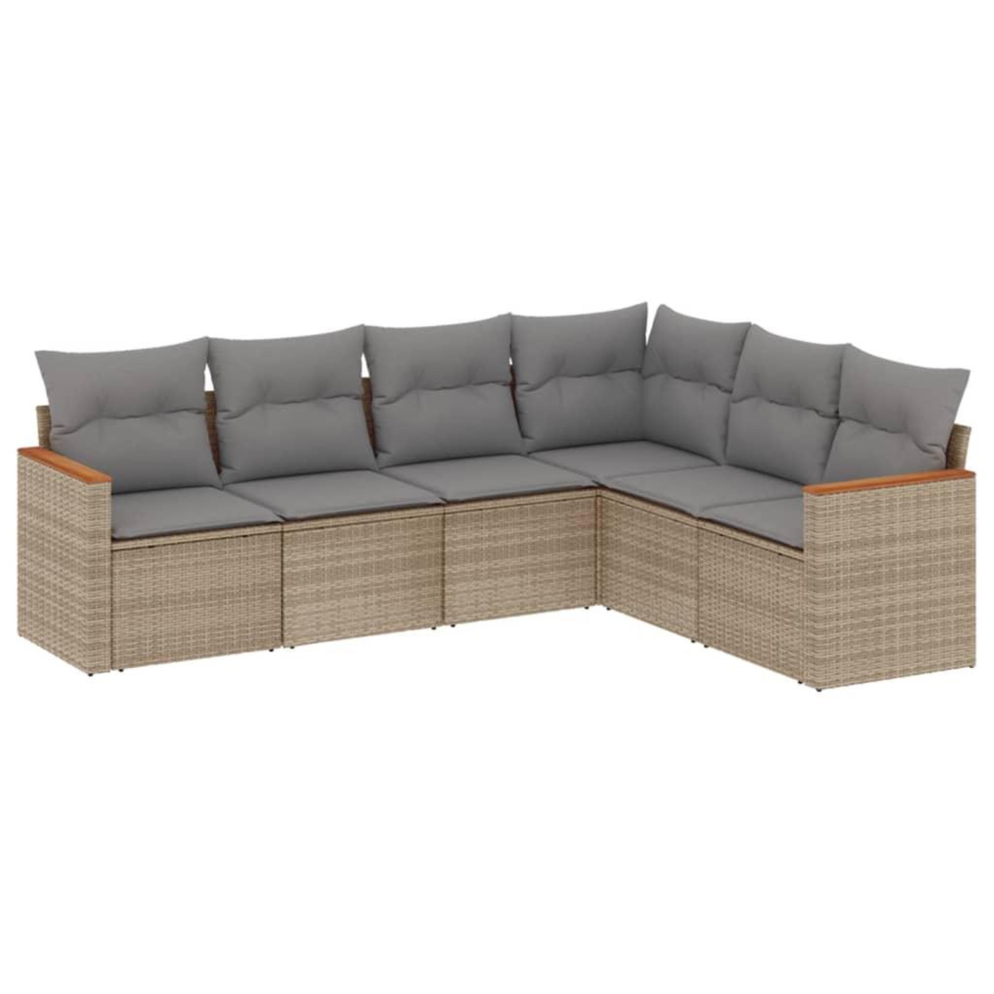 Voir la diapositive 2 : VIDAXL Salon de jardin avec coussins 6pcs melange beige resine tressee