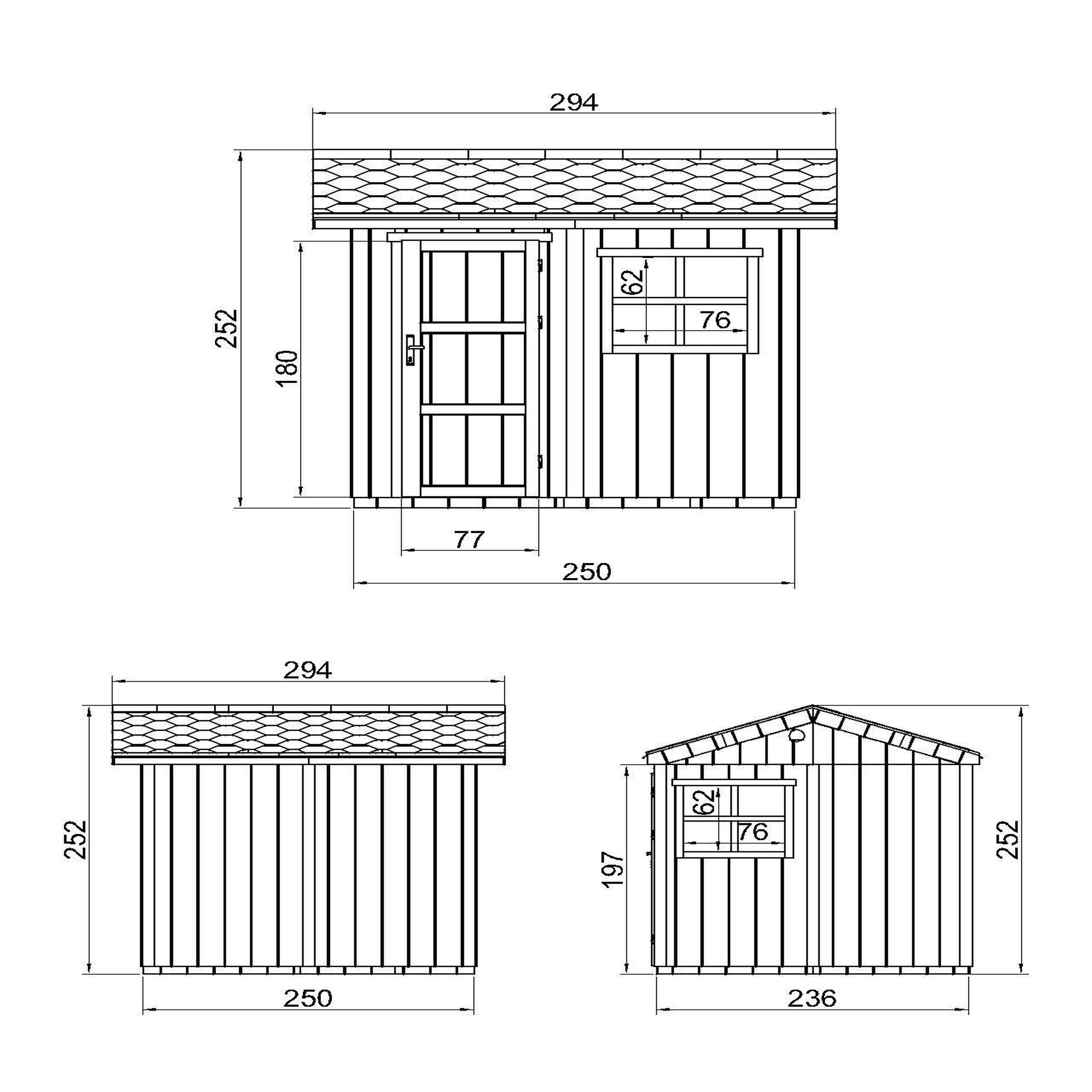 Voir la diapositive 4 : TIMBELA Abri de Jardin Qualité Premium 5,9m² H252x250x294 cm - Avec un sol et des bardeaux bitumineux M913