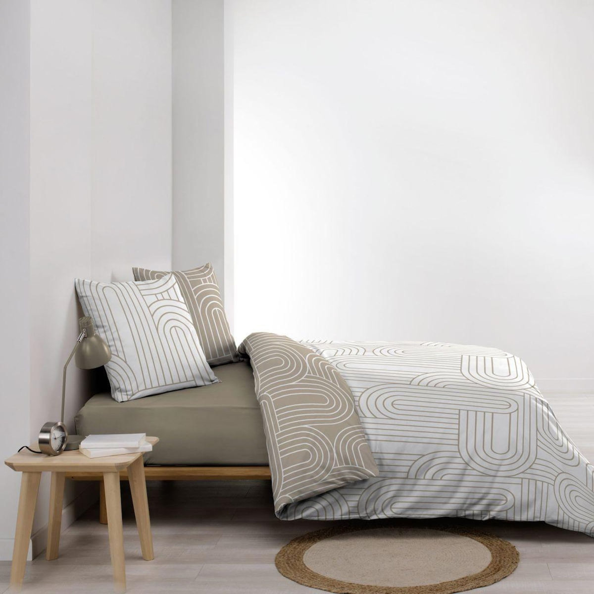Paris Prix Parure de Lit Réversible 3 Pièces  Modul  240x220cm Naturel