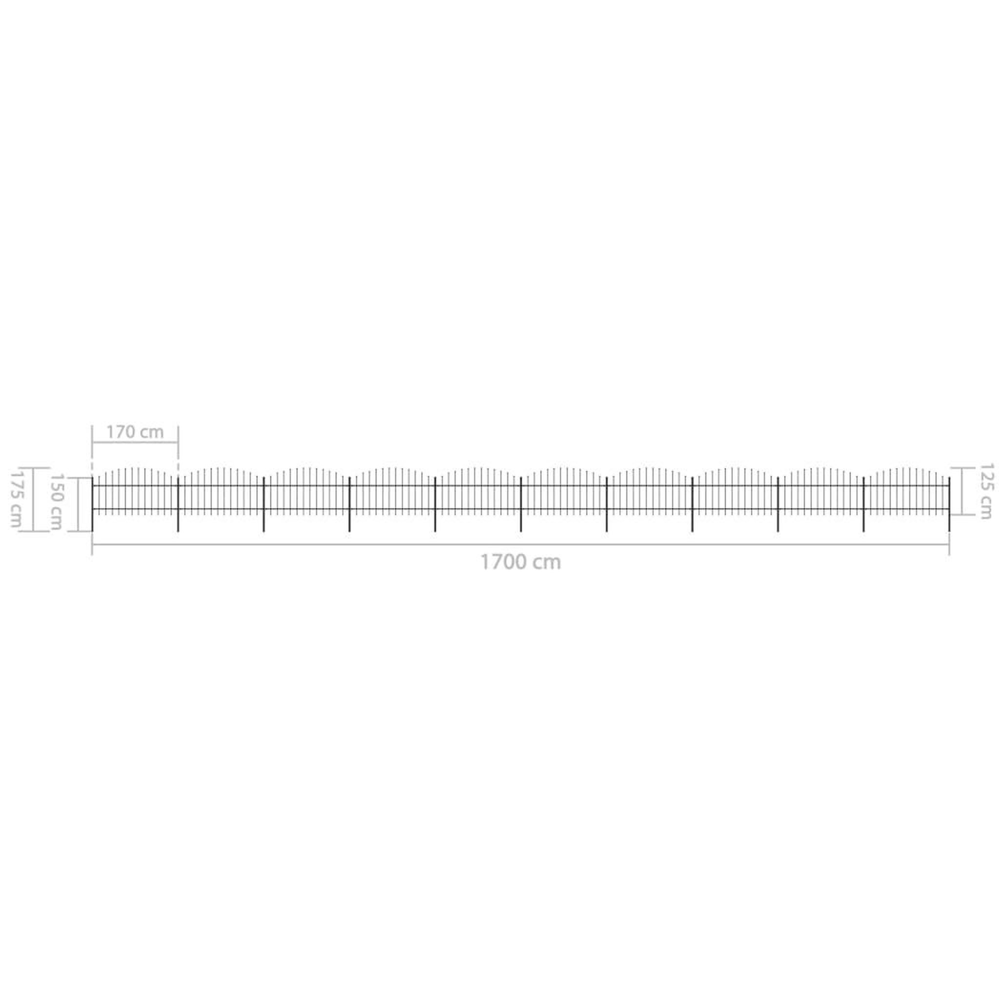 Voir la diapositive 5 : VIDAXL Cloture de jardin a dessus en lance Acier (1-1,25)x17 m Noir