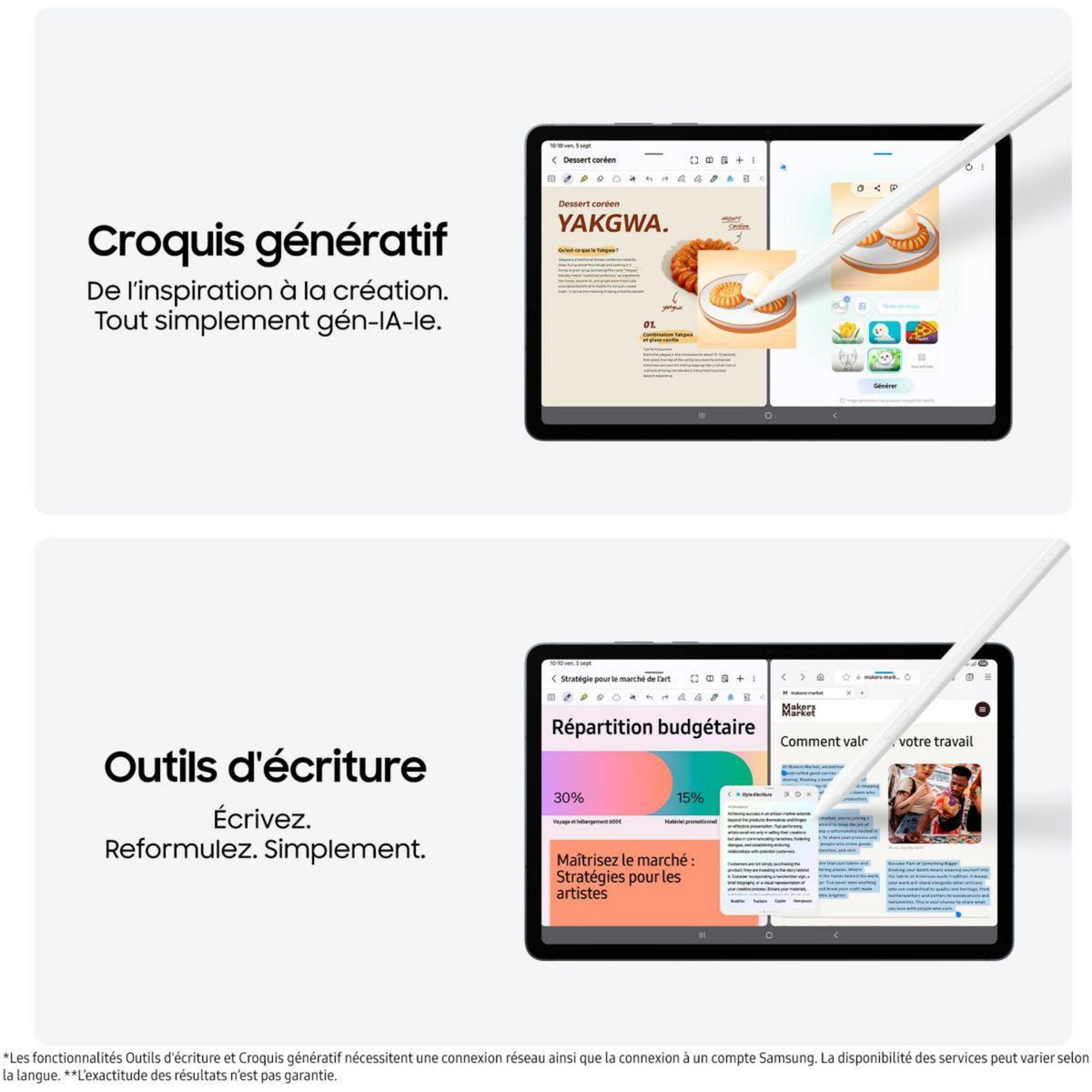 Samsung Tablette Android Galaxy Tab S11 5G 128Go Gris avec Galaxy IA