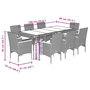 Voir la diapositive 6 : VIDAXL Ensemble a manger de jardin et coussins 9pcs beige rotin acacia