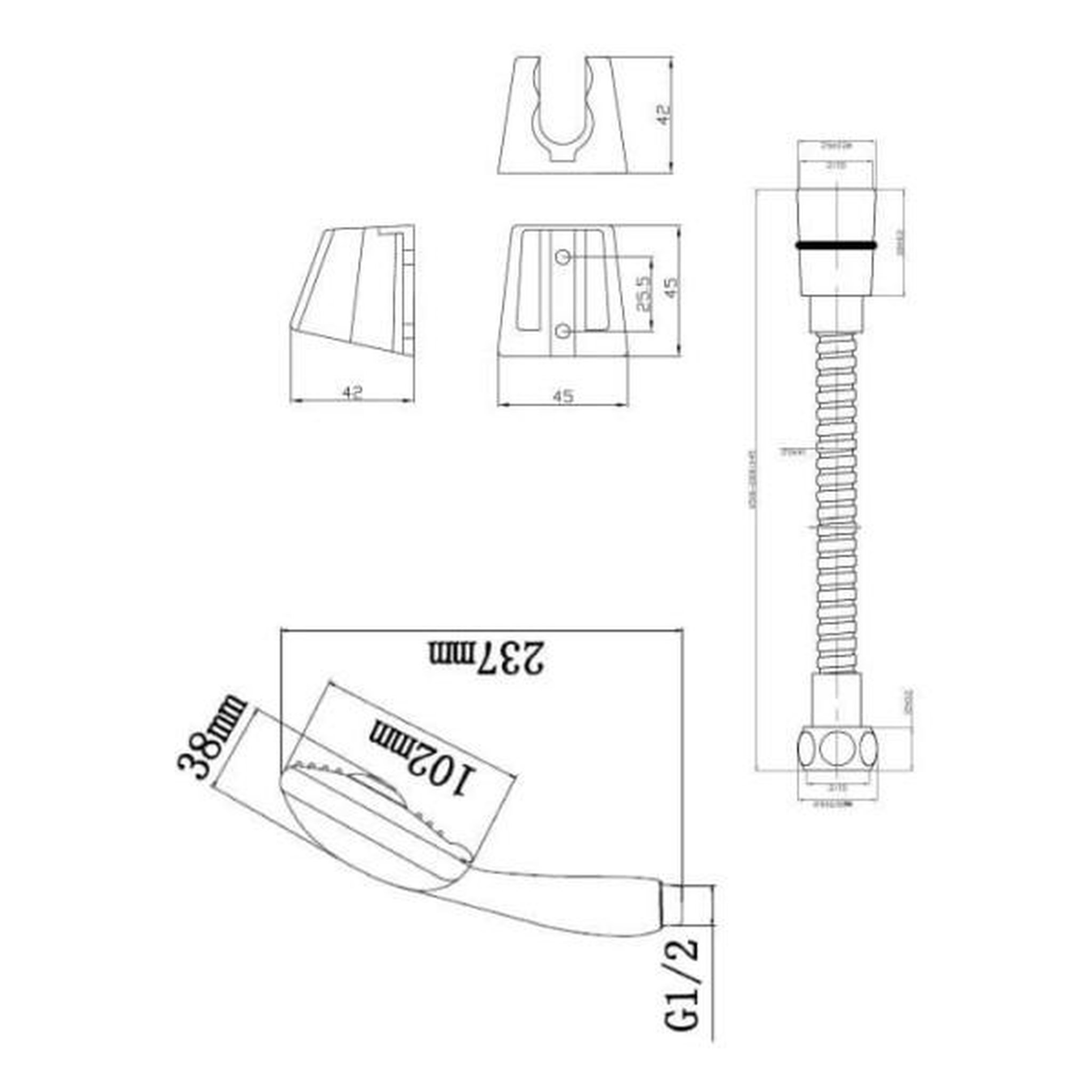 Voir la diapositive 2 : ROUSSEAU Pommeau de douche rousseau combiné flexible 3jets stop' o chromé