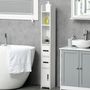 Voir la diapositive 2 : KLEANKIN Meuble bas colonne rangement salle de bain WC 3 portes 2 niches étagère blanc