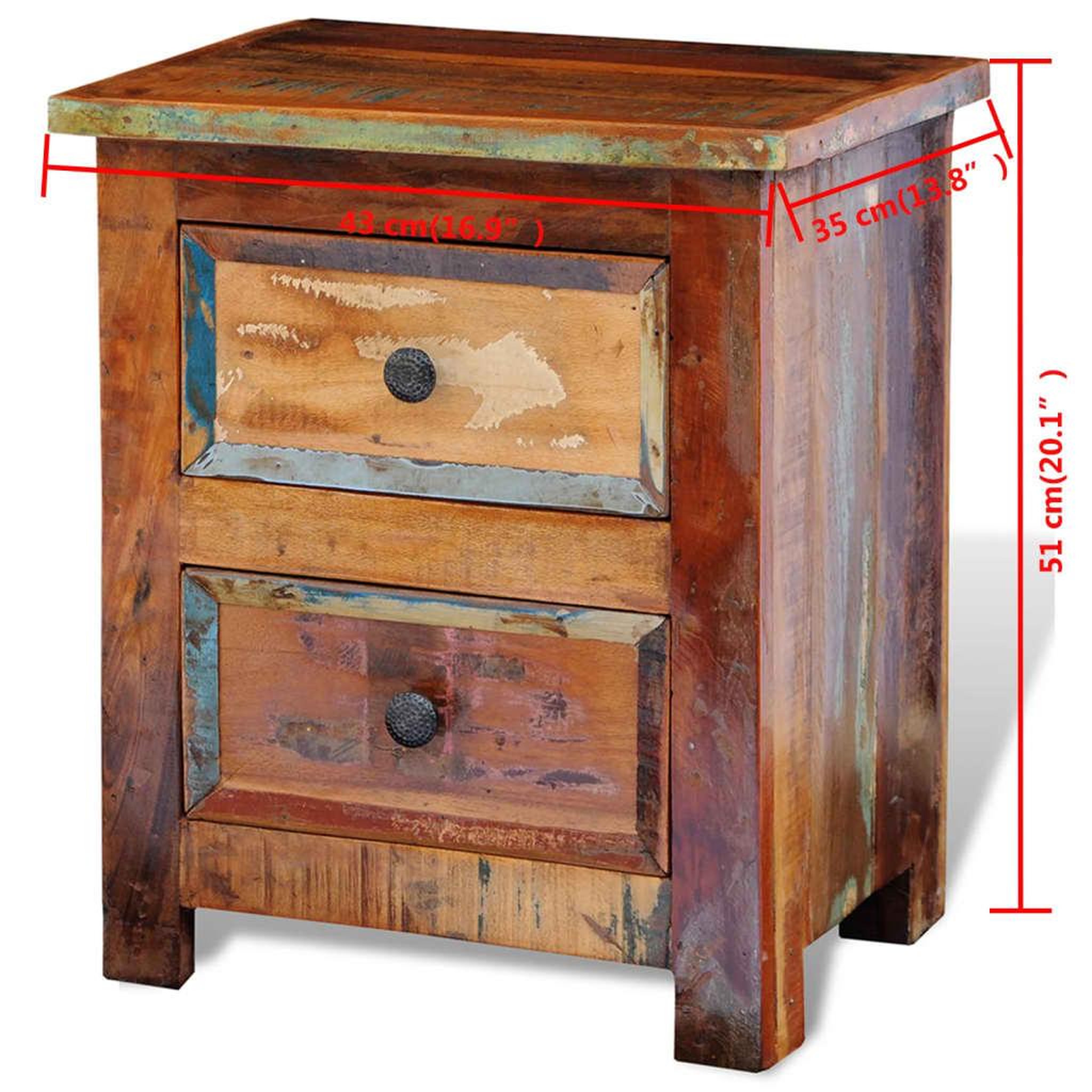 Voir la diapositive 6 : VIDAXL Table de chevet avec 2 tiroirs Bois massif recycle