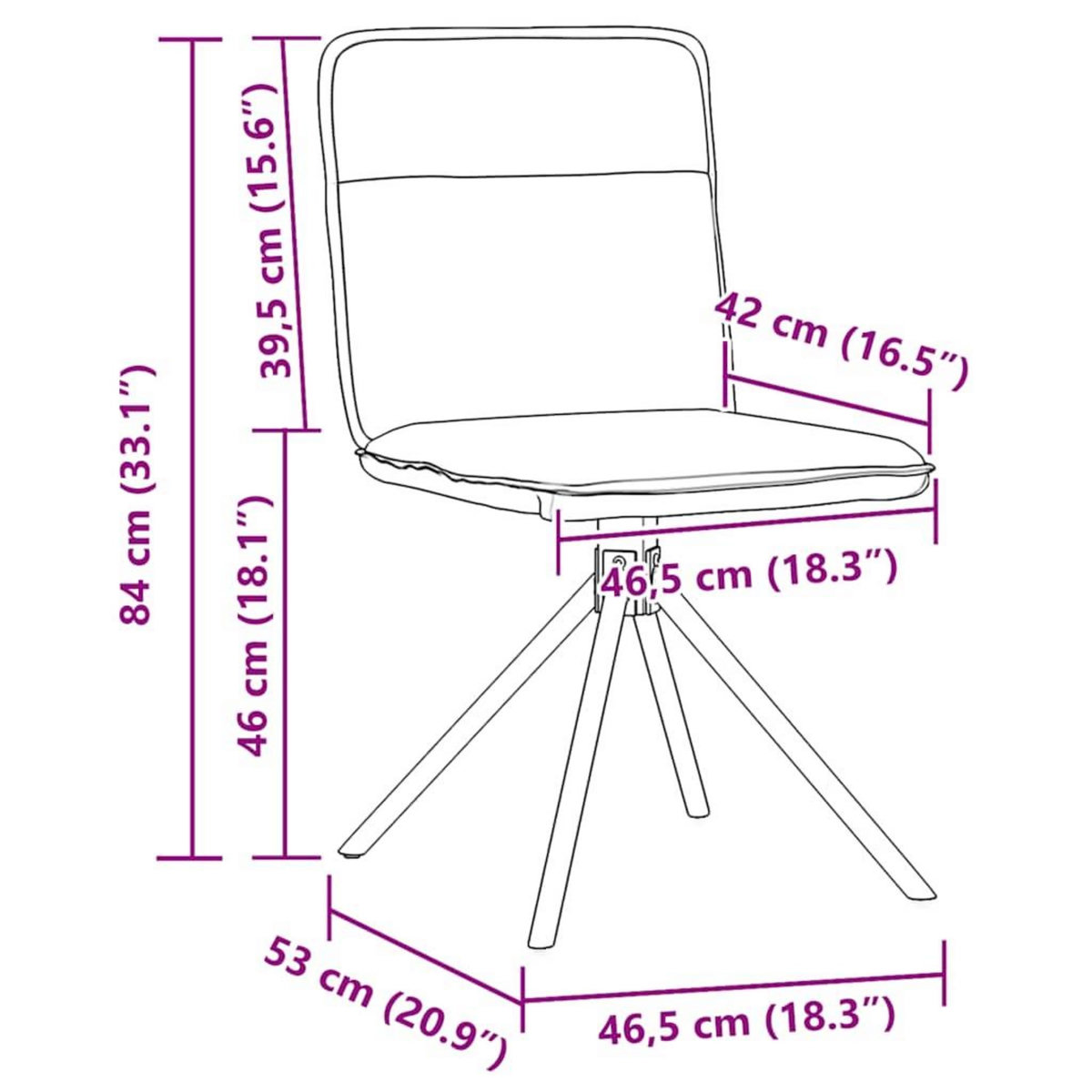 VIDAXL Chaises a manger lot de 2 marron fonce tissu