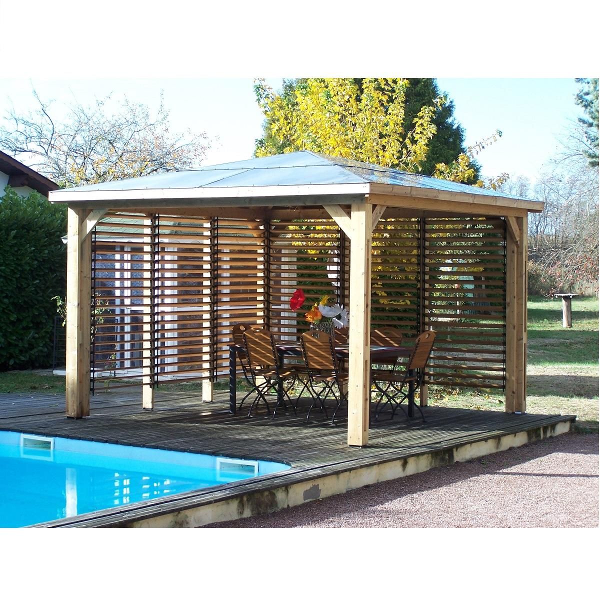 Habrita Abri de piscine - 14,36 m² deux parois à ventelles - BLUETERM