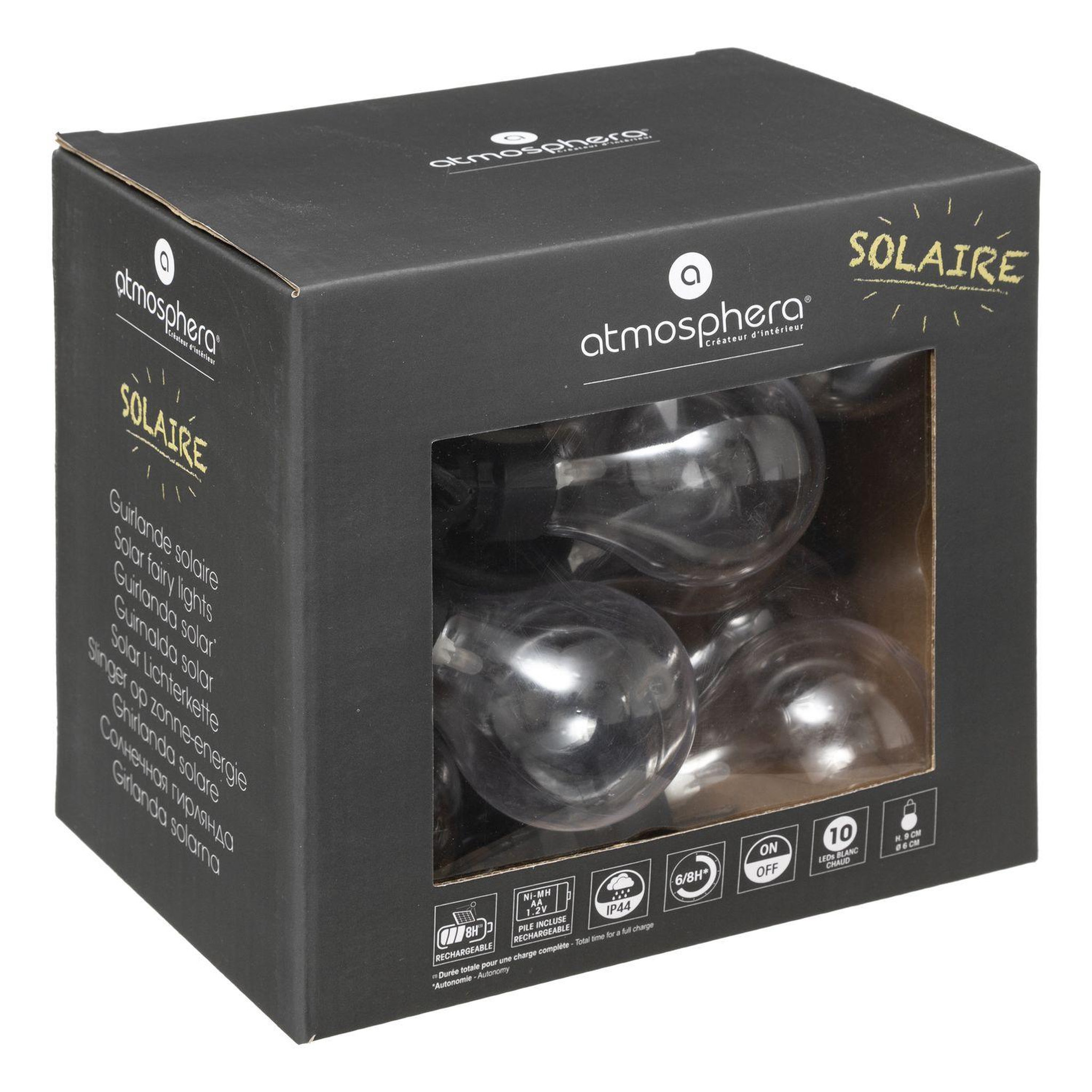 Voir la diapositive 4 : ATMOSPHERA Guirlande solaire 10 led - noir