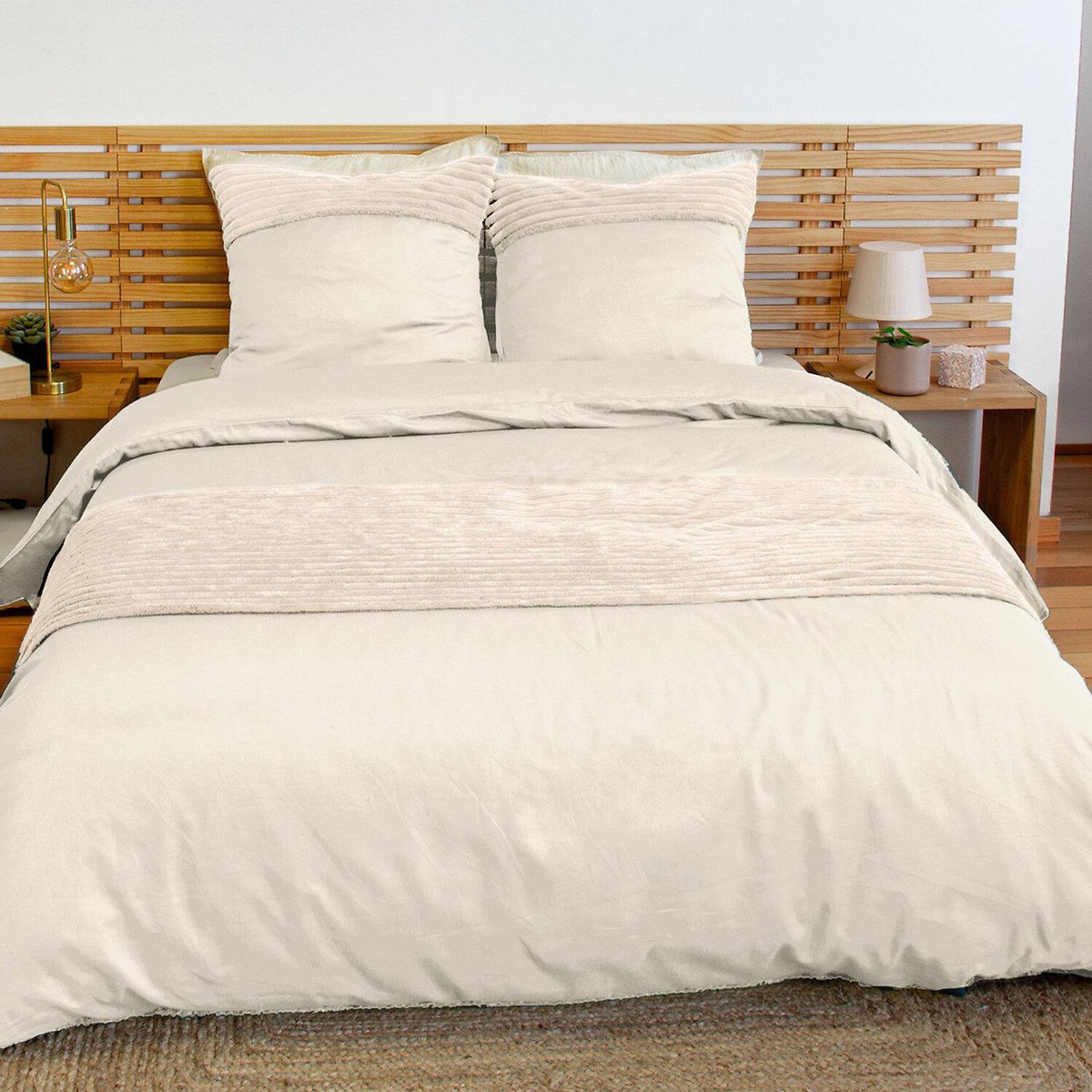 Home collection Parure housse de couette microfibre et velour