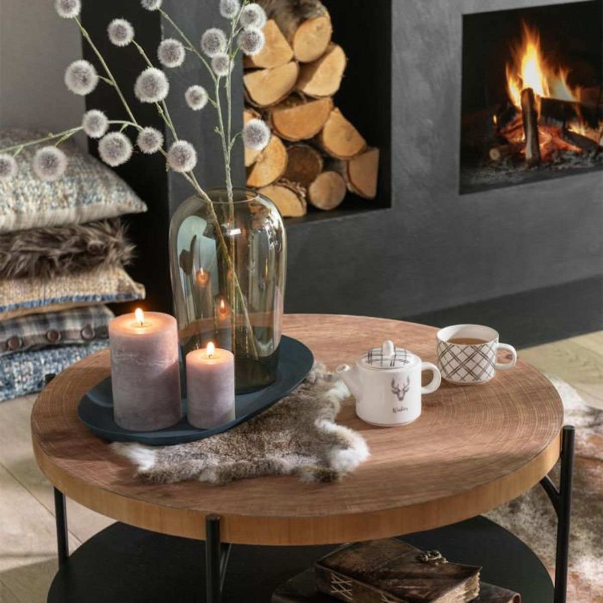 Paris Prix Lot de 2 Plateaux en Métal  Lise  54cm Bleu