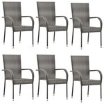 VIDAXL Chaises empilables d'exterieur lot de 6 Gris Resine tressee