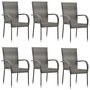 Voir la diapositive 1 : VIDAXL Chaises empilables d'exterieur lot de 6 Gris Resine tressee