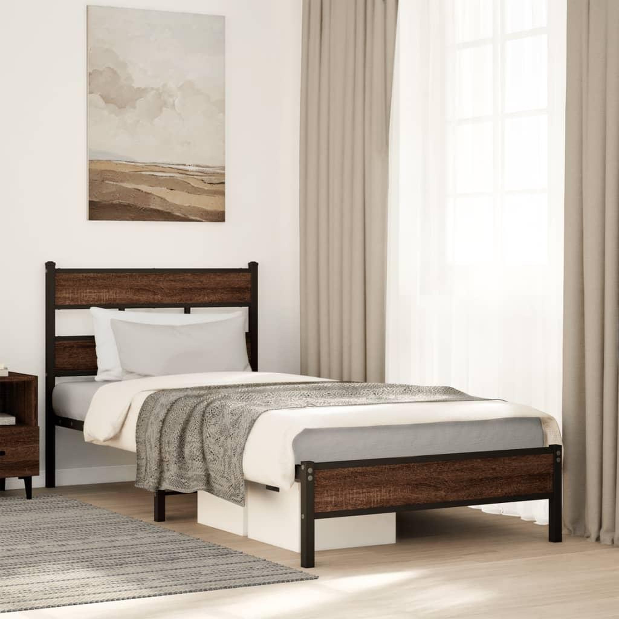 VIDAXL Cadre de lit sans matelas chene marron 75x190cm bois ingenierie