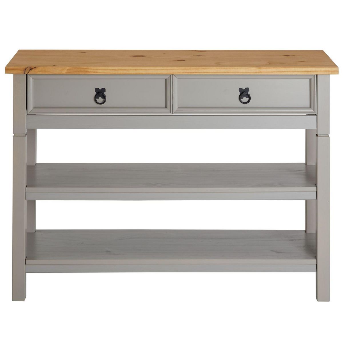 IDIMEX Table console en pin TEQUILA style mexicain, 1 tiroir et 2 étagères