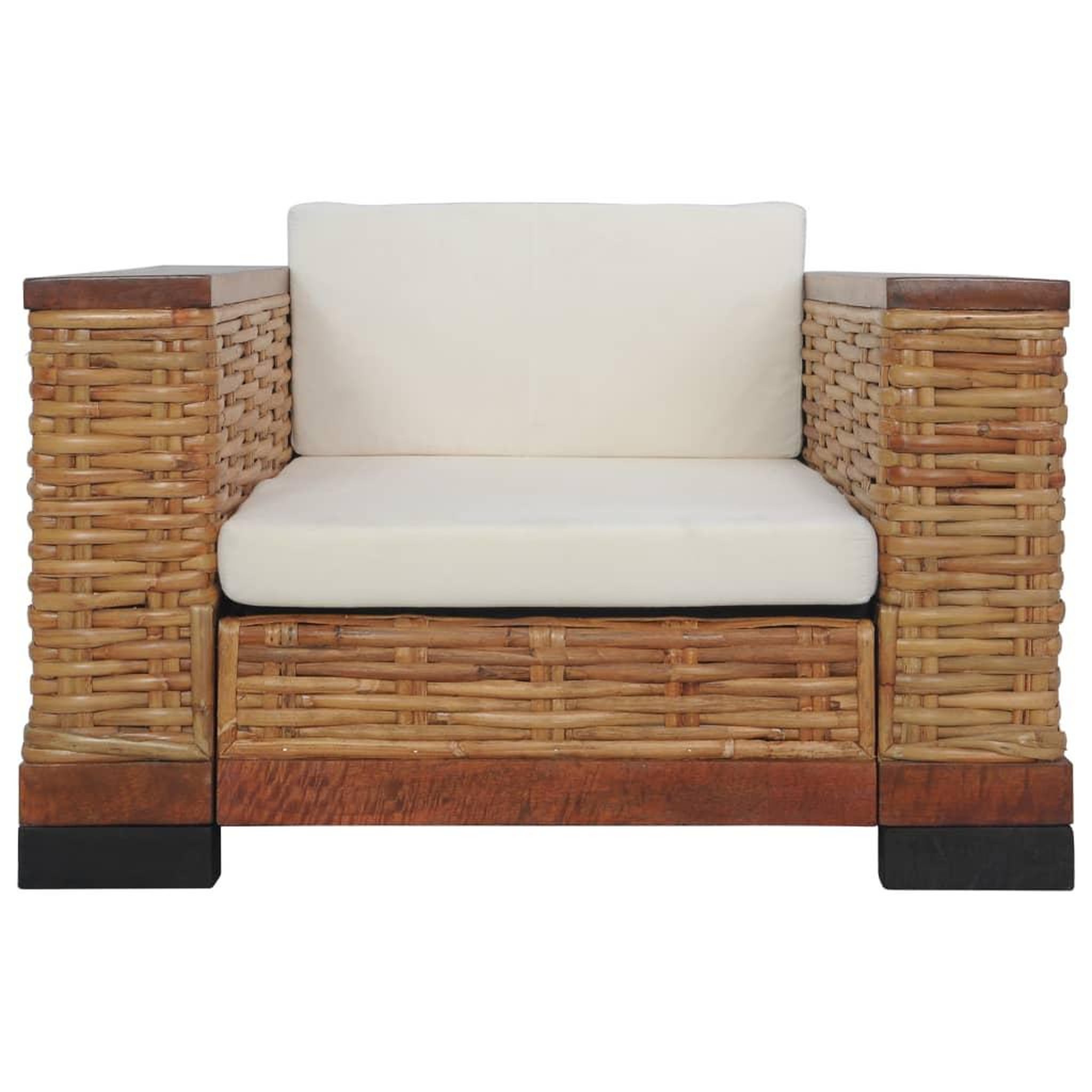 Voir la diapositive 2 : VIDAXL Fauteuil avec coussins Marron Rotin naturel