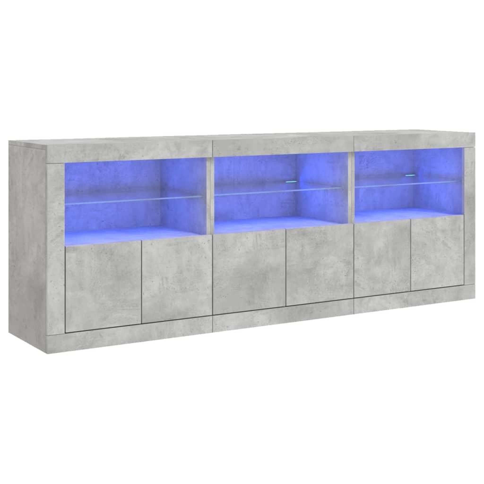 Voir la diapositive 2 : VIDAXL Buffet avec lumieres LED gris beton 181,5x37x67 cm