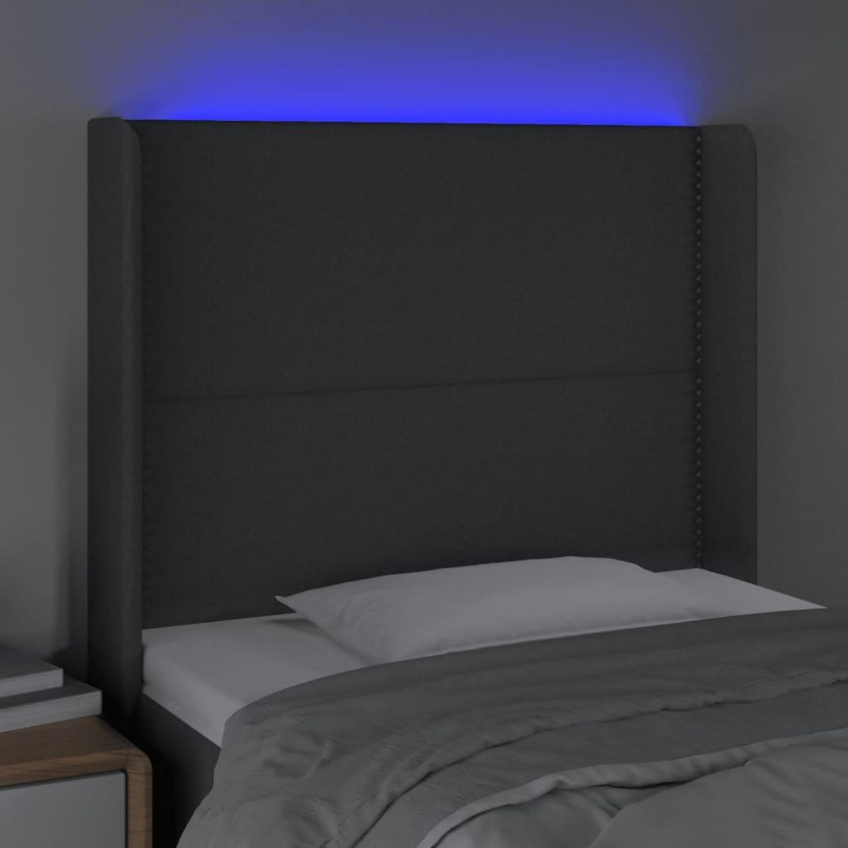 VIDAXL Tete de lit a LED Gris fonce 103x16x118/128 cm Tissu