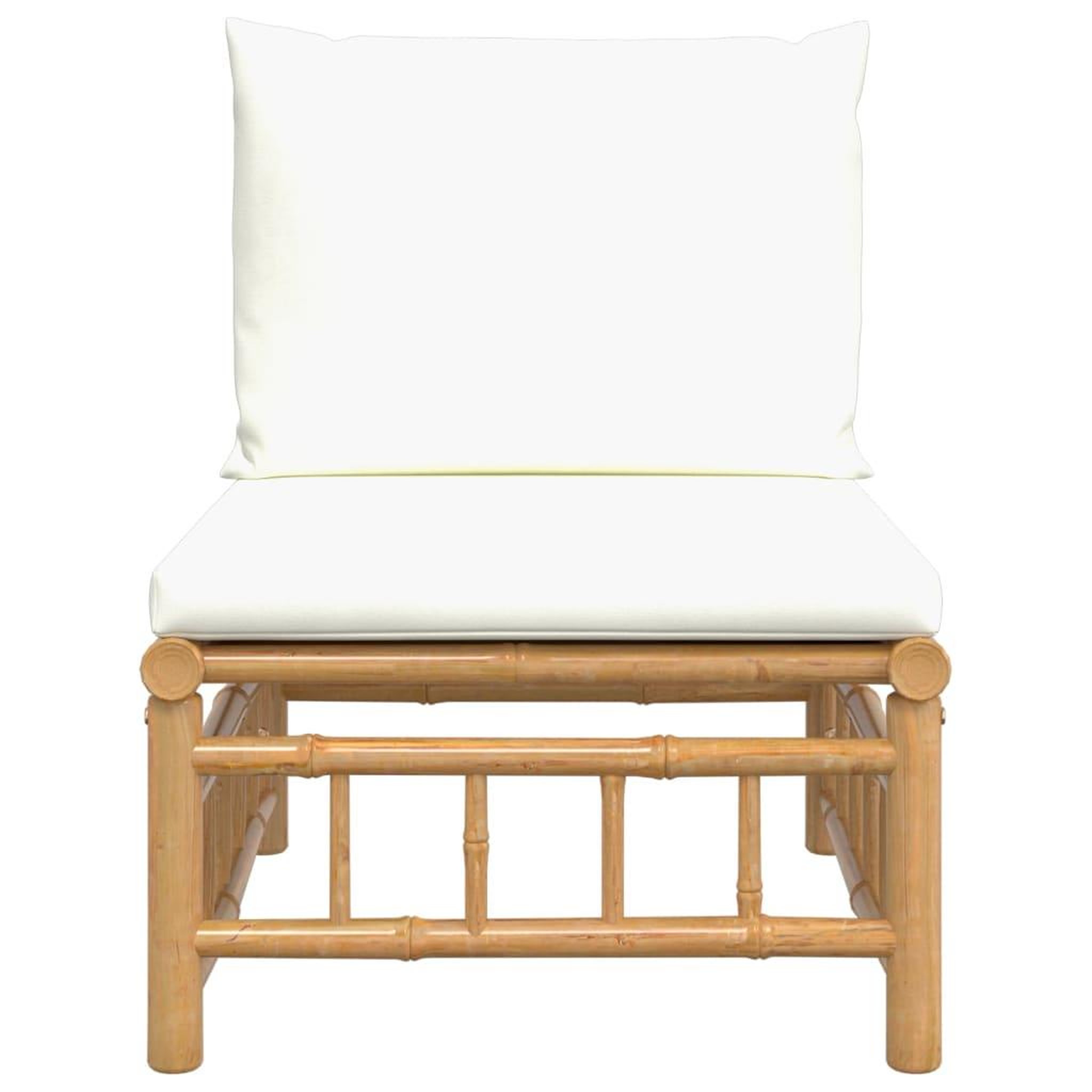 Voir la diapositive 3 : VIDAXL Canape central de jardin avec coussins blanc creme bambou