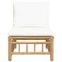 Voir la diapositive 3 : VIDAXL Canape central de jardin avec coussins blanc creme bambou