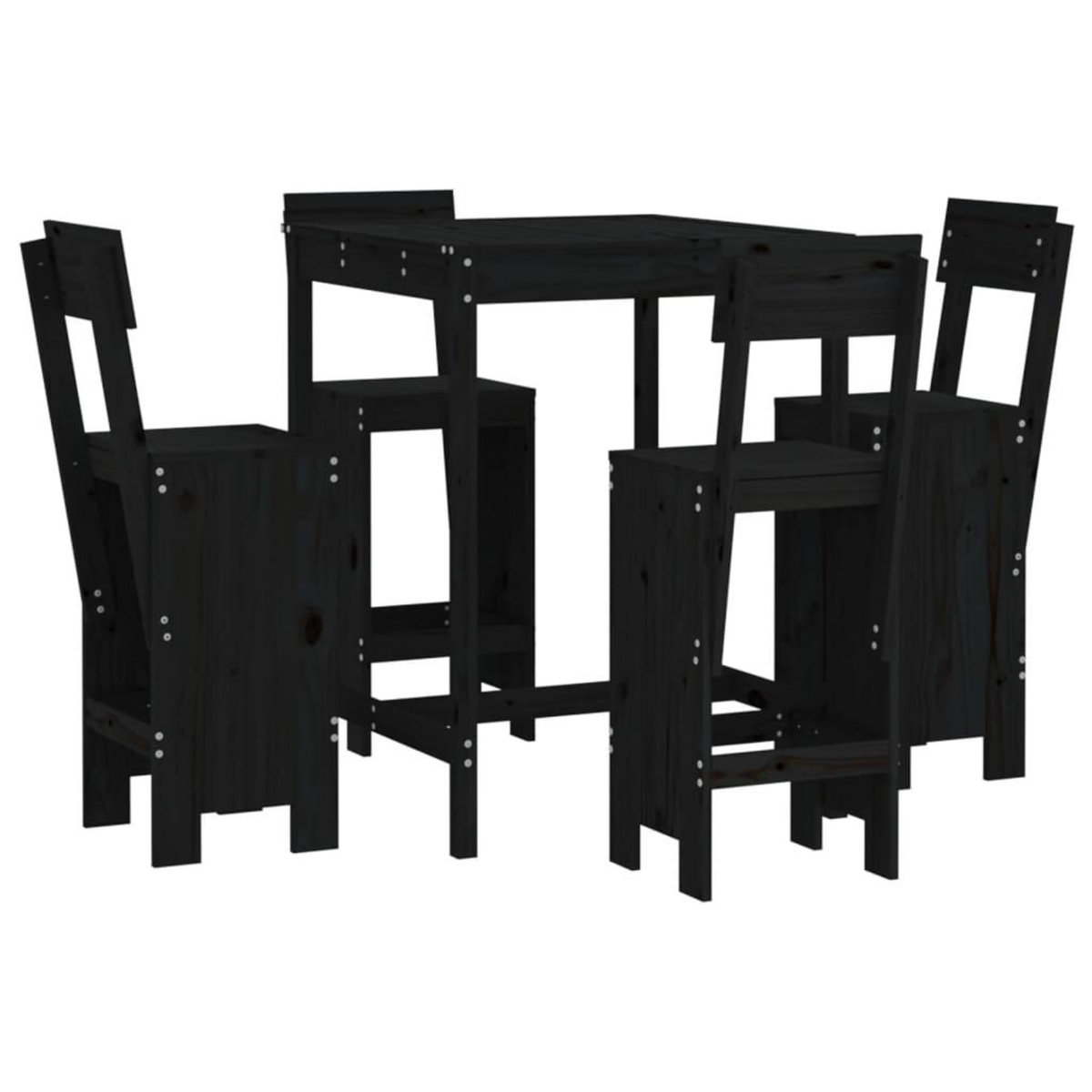 VIDAXL Ensemble de bar de jardin 5 pcs noir bois de pin massif