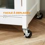 Voir la diapositive 5 : HOMCOM Desserte de cuisine à roulettes multi-rangement - placard porte vitrée avec étagère réglable, tiroir, porte-torchon - blanc aspect chêne clair