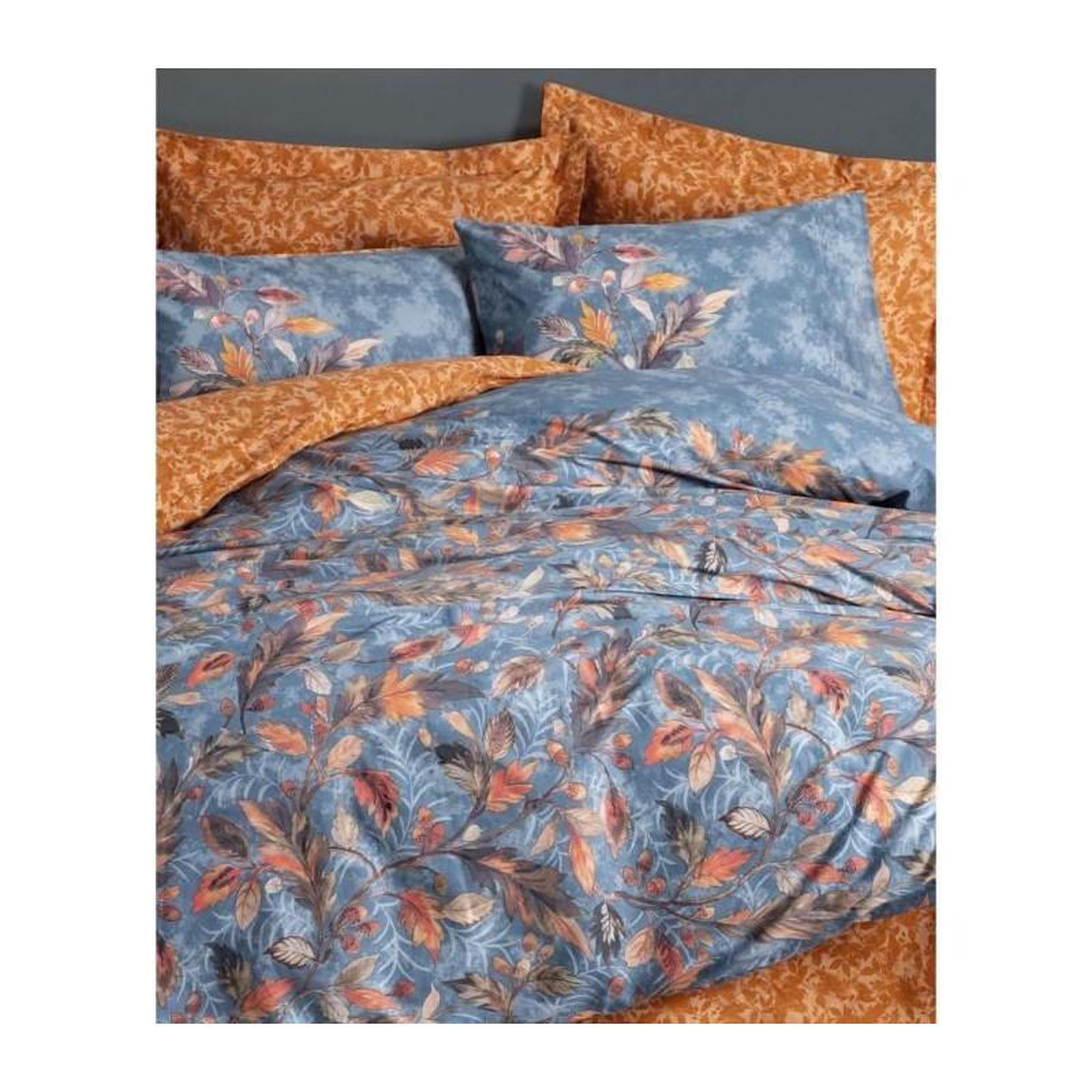 Voir la diapositive 4 : GENERIQUE Parure de lit - 129CTN64604 - 1 housse de couette 220 x 240 cm + 2 taies d'oreiller 60 x 60 cm - 100% coton ranforcé - Moutarde