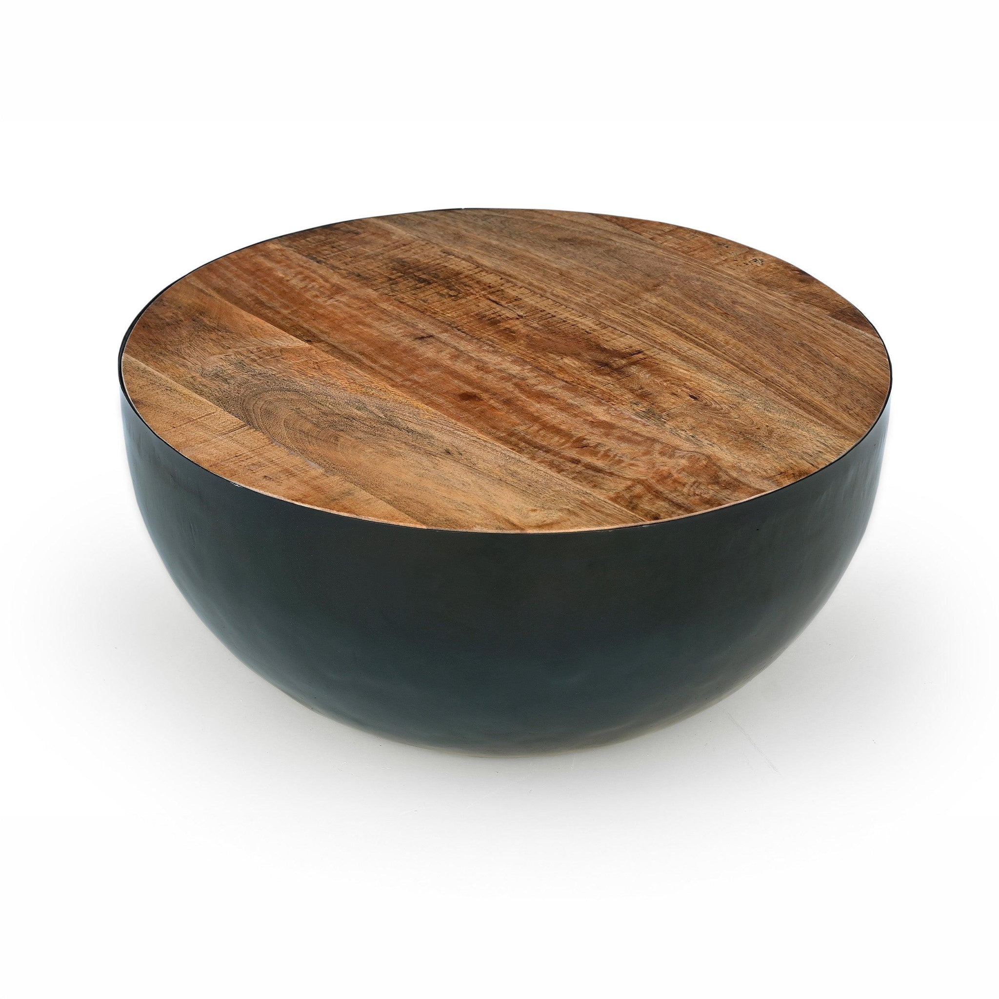 MAISON PAVANE Table basse ronde en bois massif et métal d70 cm-tajy