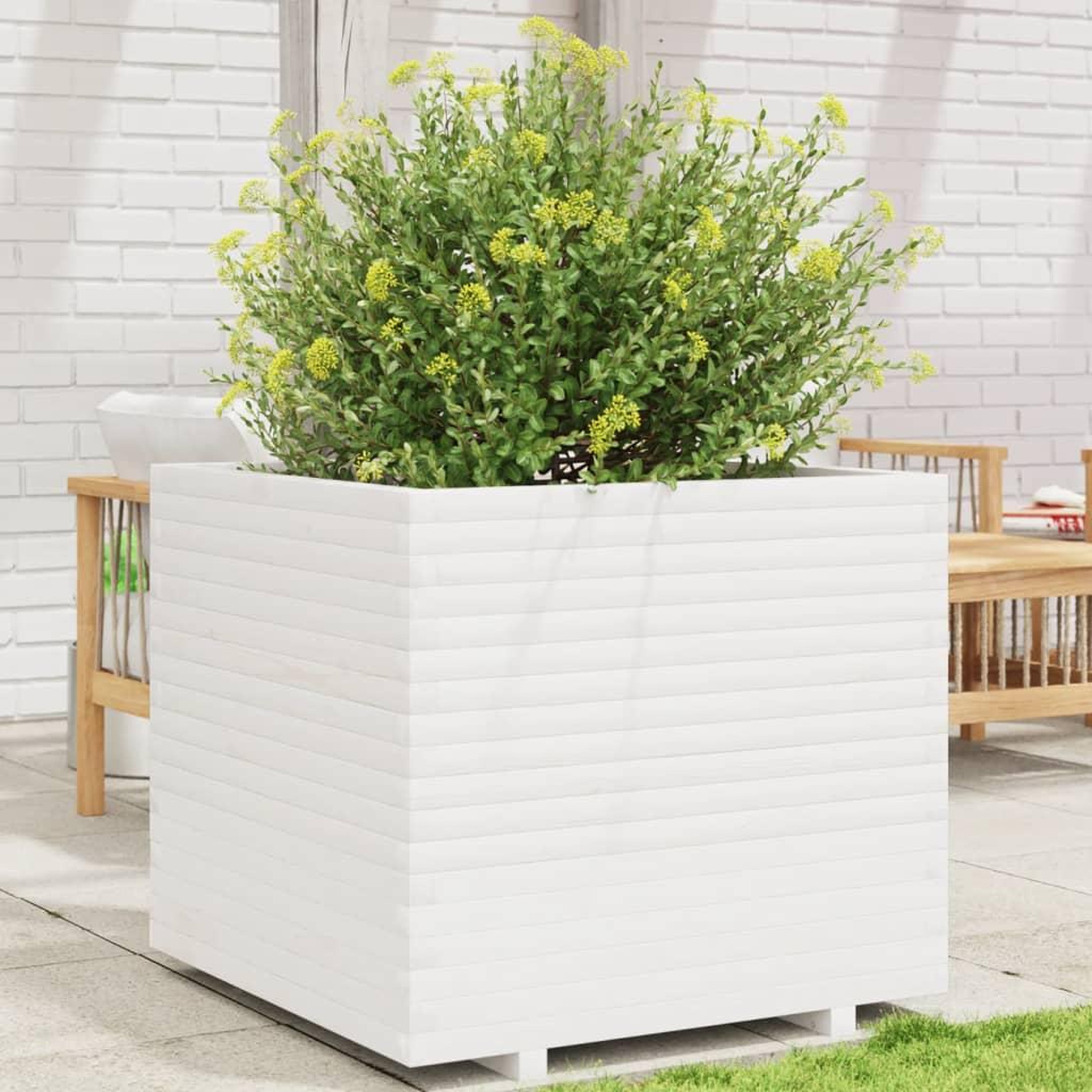 VIDAXL Jardiniere blanc 80x80x72 cm bois de pin massif