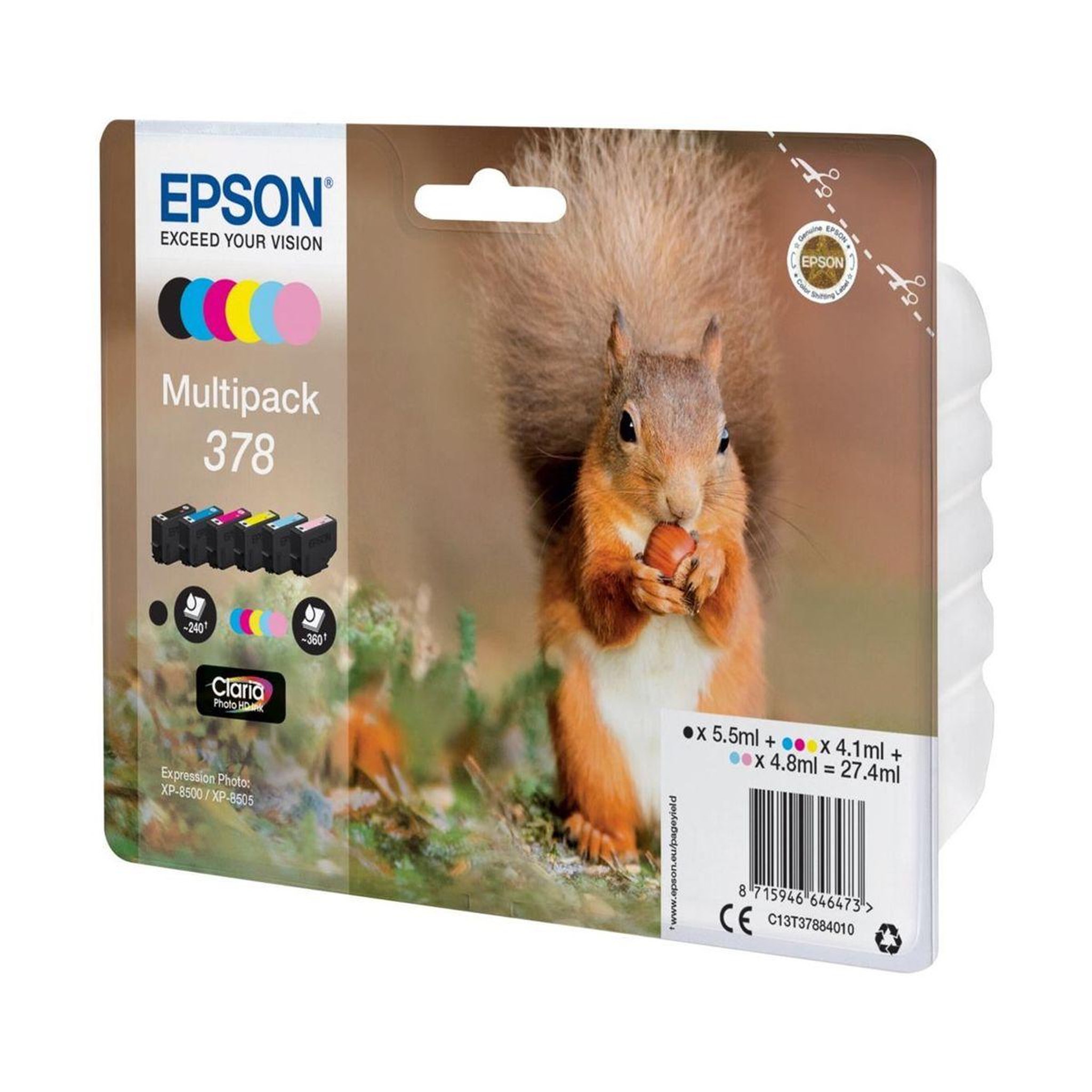 Epson Cartouche d'encre pack multipack 6 originales 378 (noir + 5 couleurs) - c13t37884010