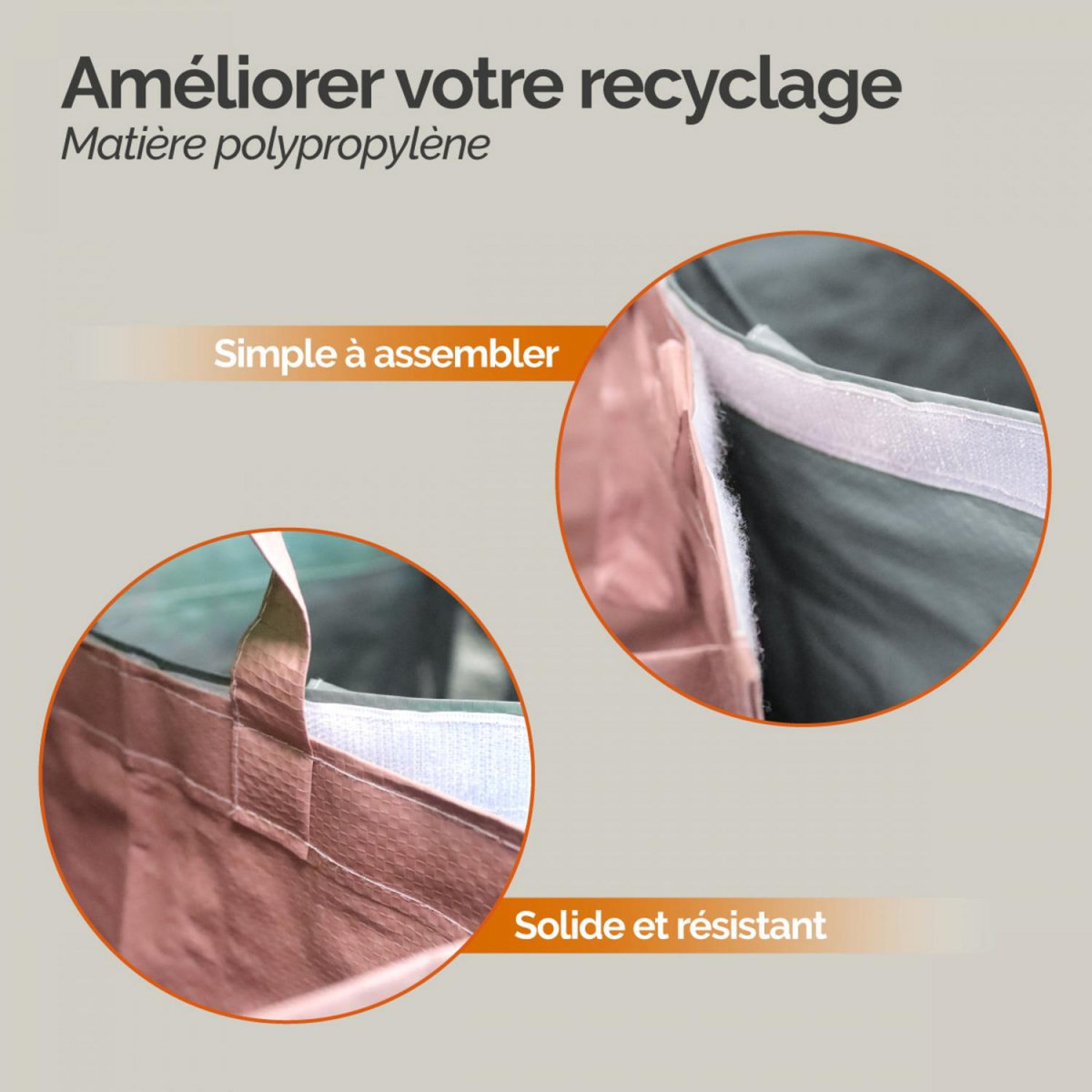 LINXOR Lot de 3 sacs de recyclage réutilisables pour tri sélectif - 160L