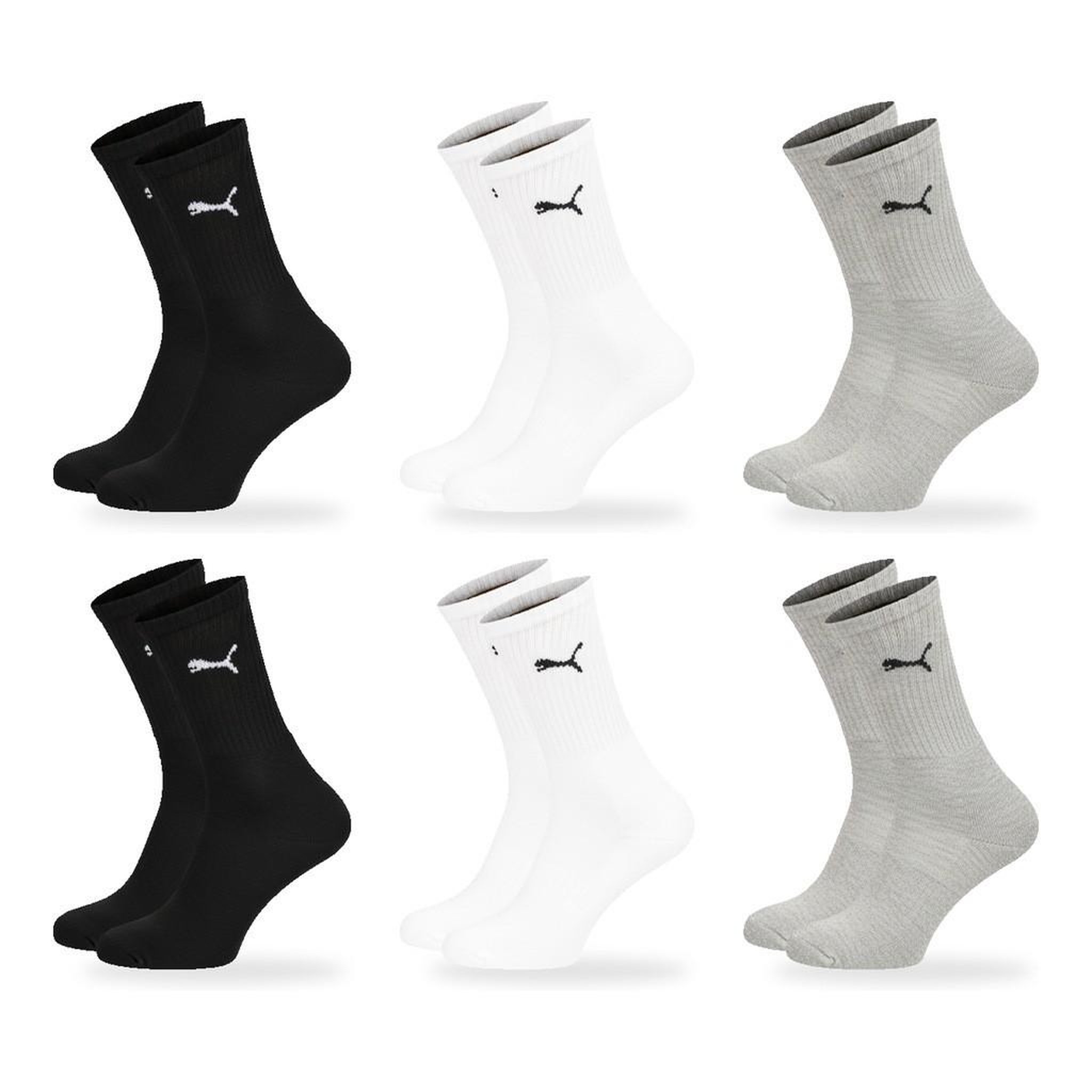 Voir la diapositive 1 : PUMA PUMA Chaussettes Mixte Crew Pack 6 Paires (Lot) - Coton Doux, Talon Cousu